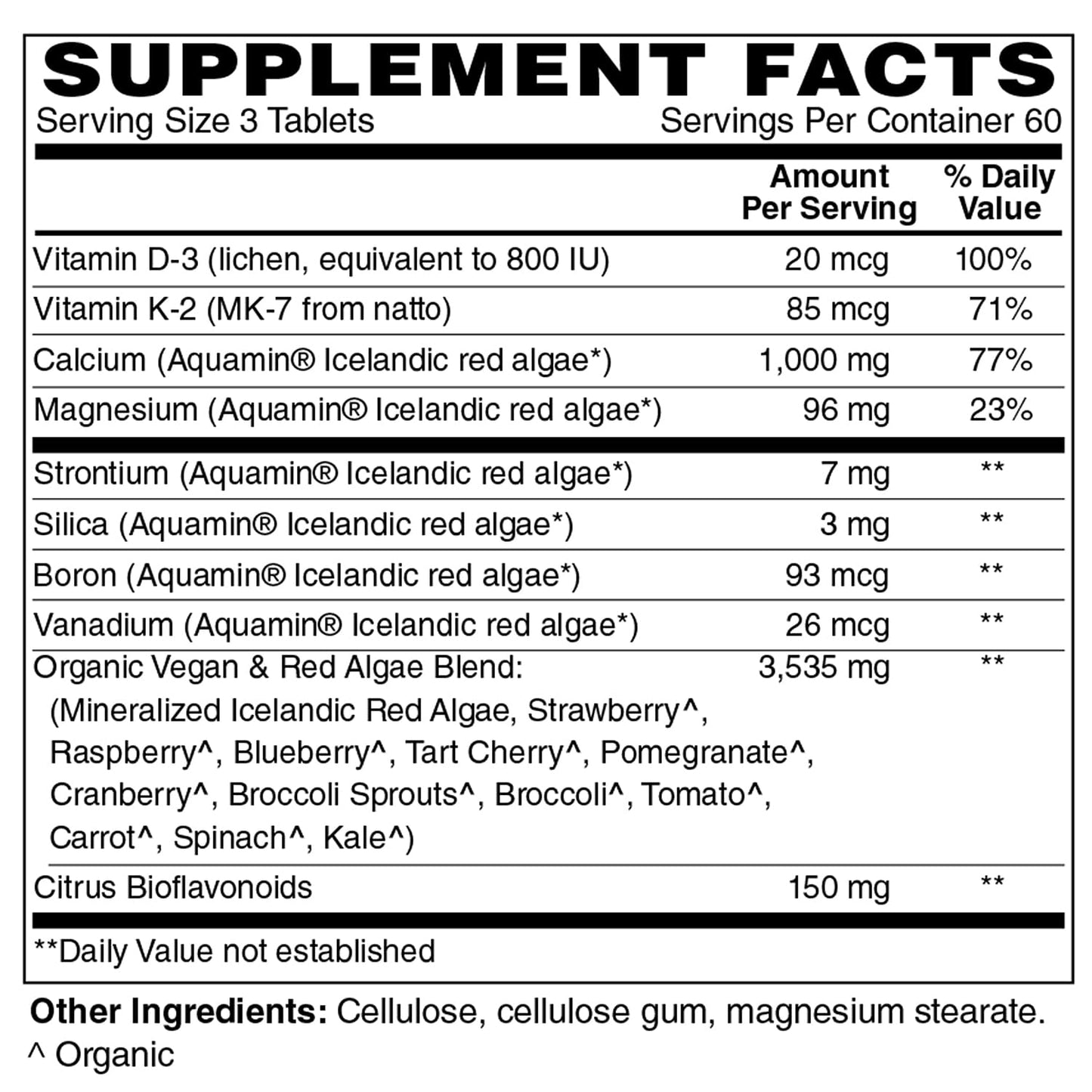 Holly Hill Health Foods Algae Based Calcium 1,000 mg, 180 Tablets