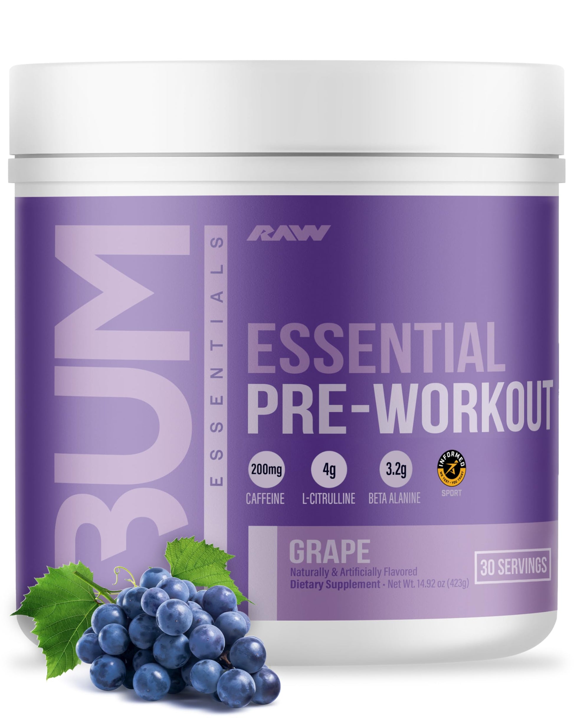 RAW Essential Pre-Workout Powder, 14.92 Ounce