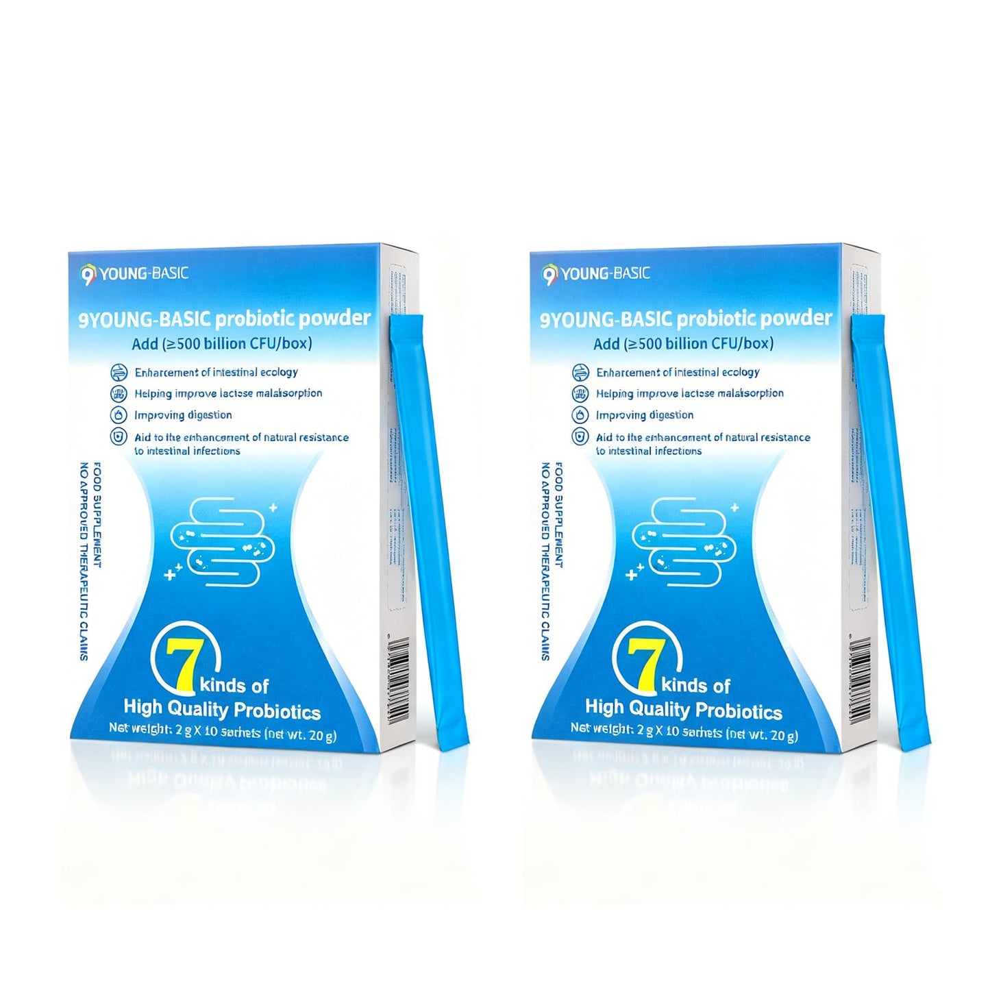 9 YOUNG-BASIC Organic Probiotic Powder for Women and Men 14 Count (Pack of 2)