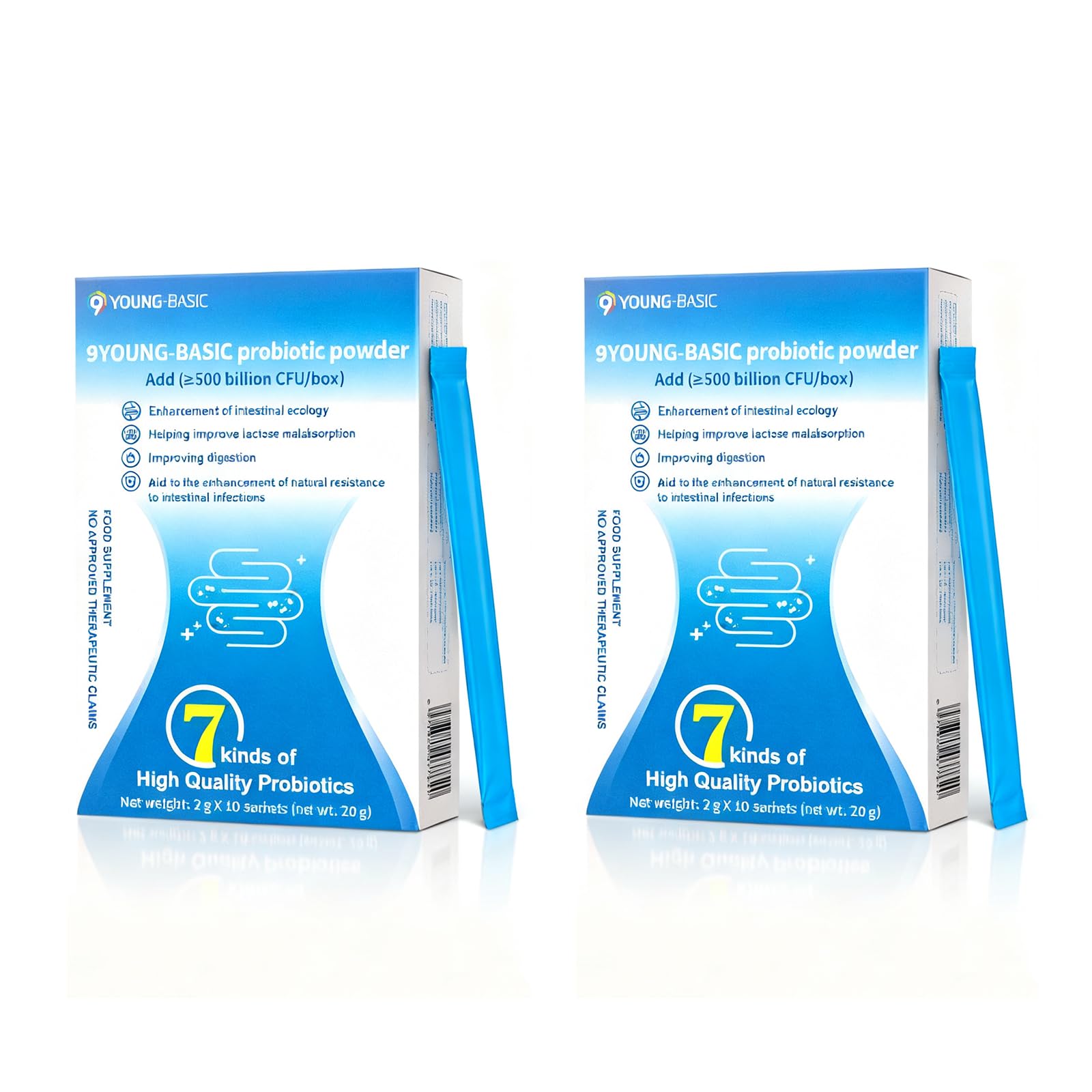 9 YOUNG-BASIC Organic Probiotic Powder for Women and Men 14 Count (Pack of 2)