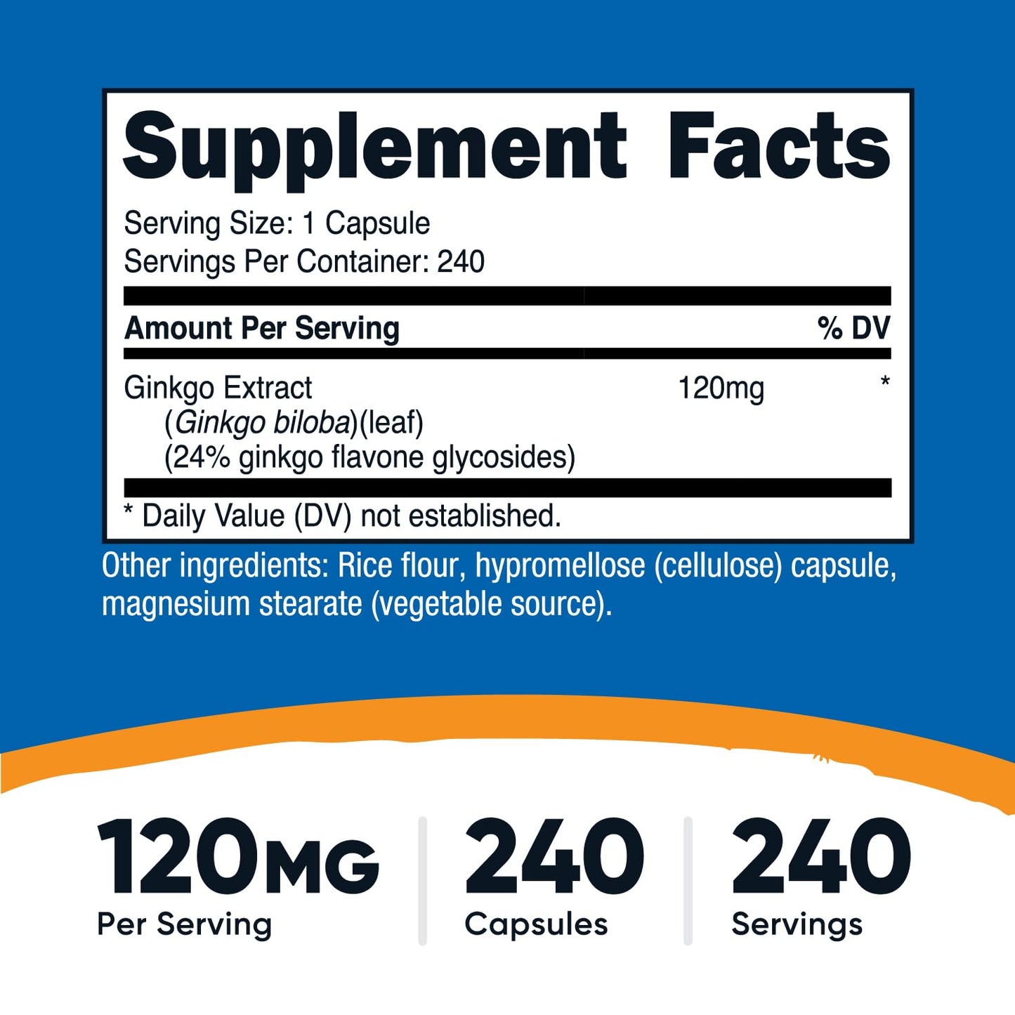 Nutricost Ginkgo Biloba 120mg Capsules, 240 Count
