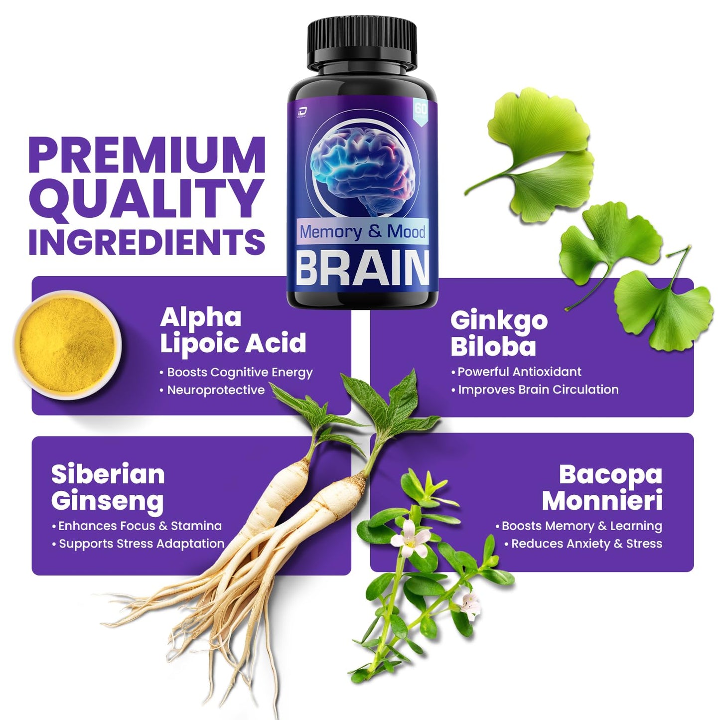 Indelo Memory Mood Supplement Capsules, 60 Capsules