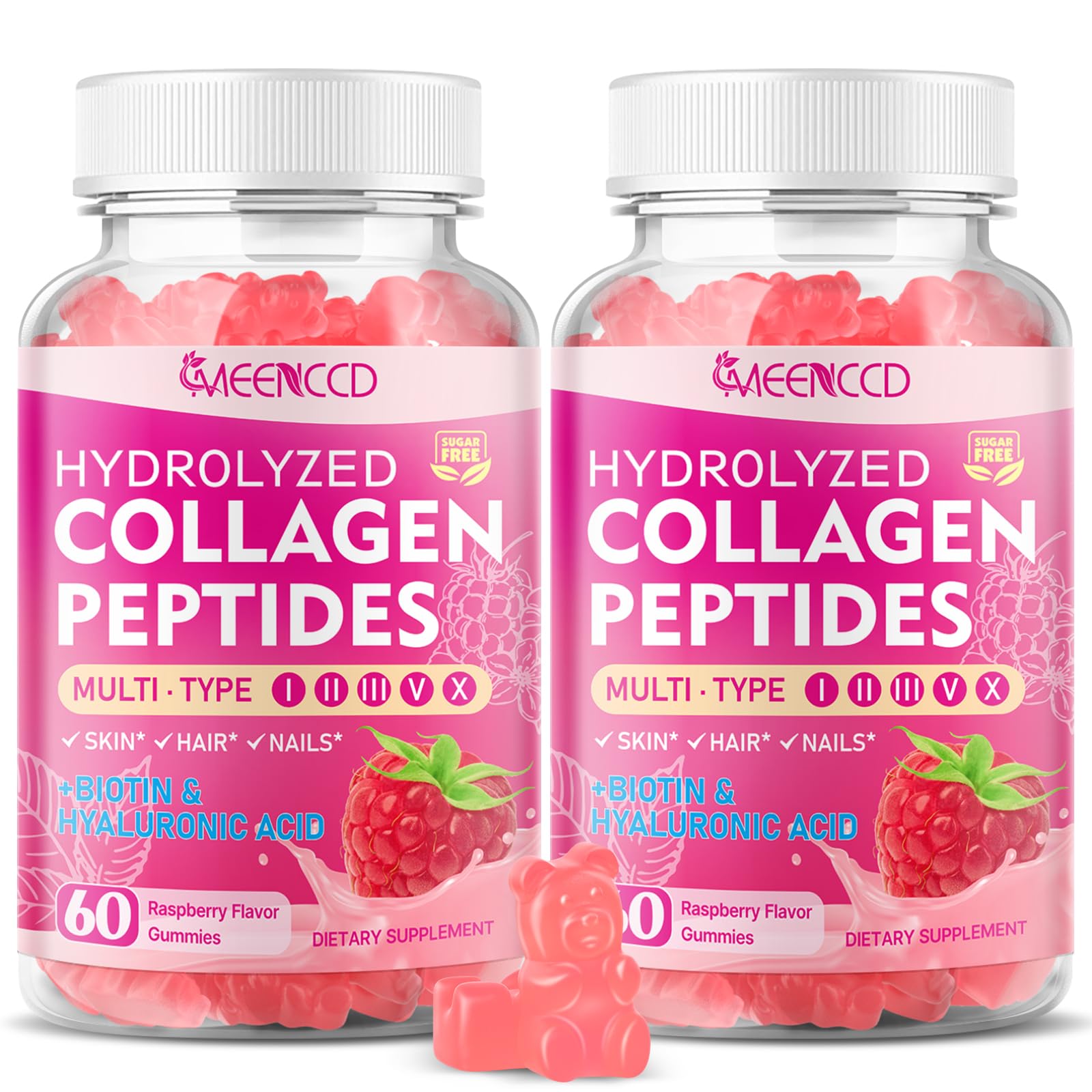 MEENCCD Hydrolyzed Collagen Peptides Gummies 120 Count