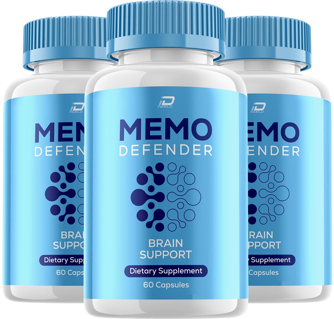 Indelo Memo Defender Brain Supplement Capsules, MemoDefender All-Natural Maximum Strength Formula Focus Pills, Nootropic Support, 180 Capsules