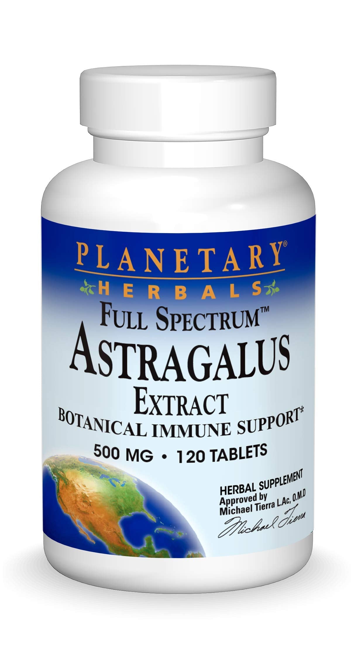 Planetary Herbals Full Spectrum Astragalus Extract 500 mg Tablets, 120 Count
