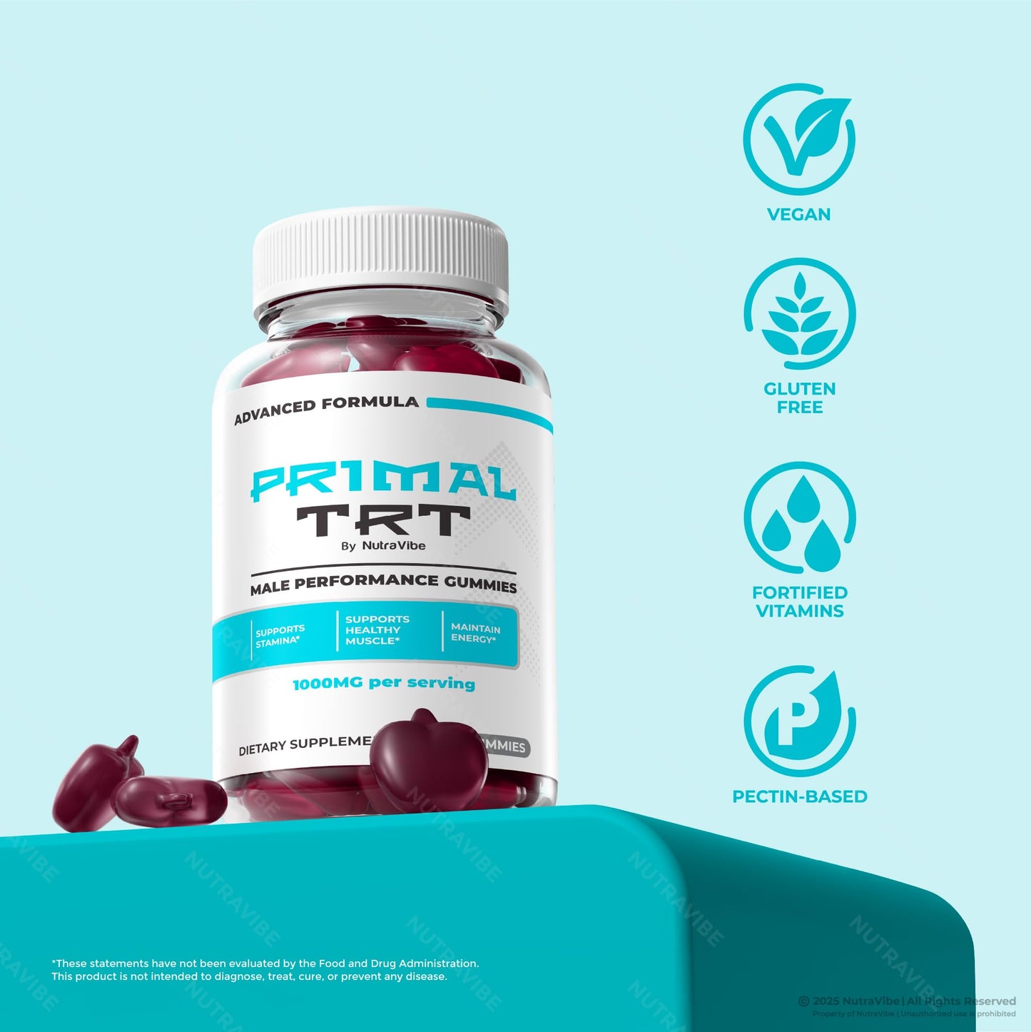 NutraVibe Primal TRT Gummies, 300 Gummies