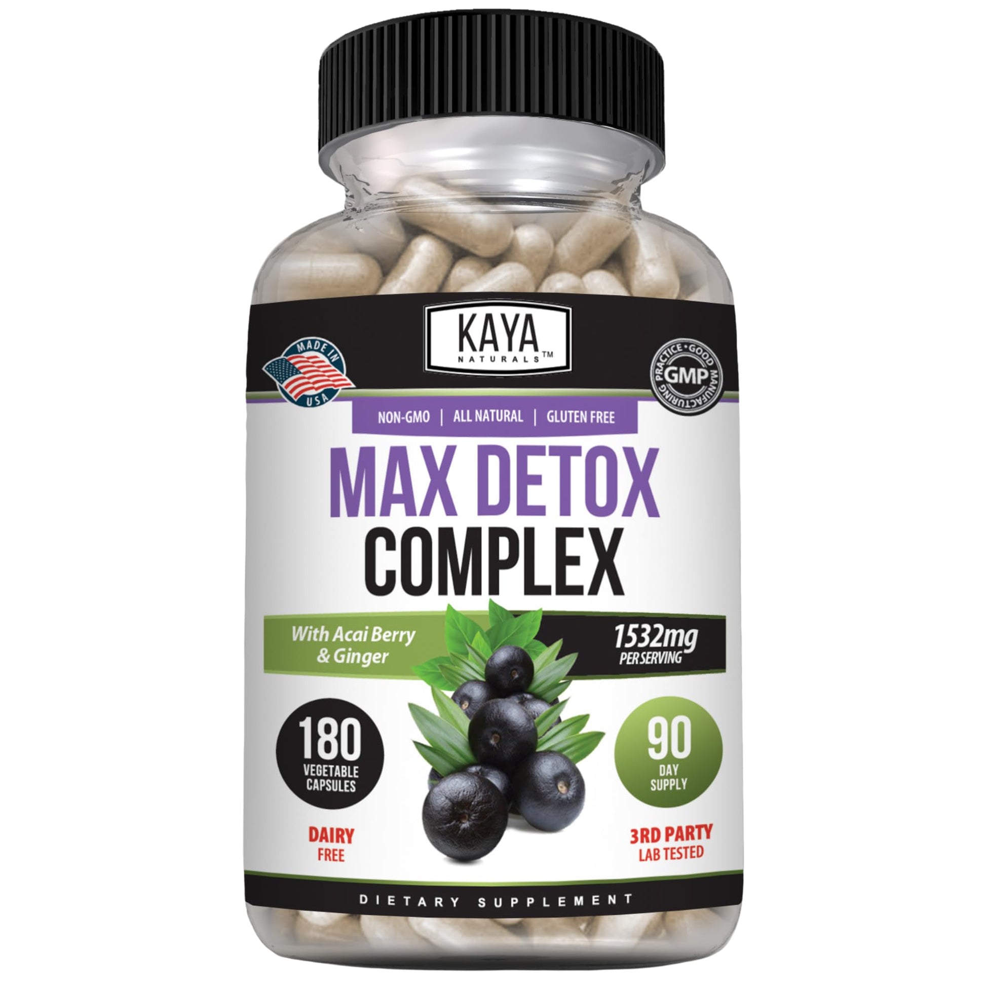 Kaya Naturals MaxDetox Herbal Supplement Capsule 180 Count