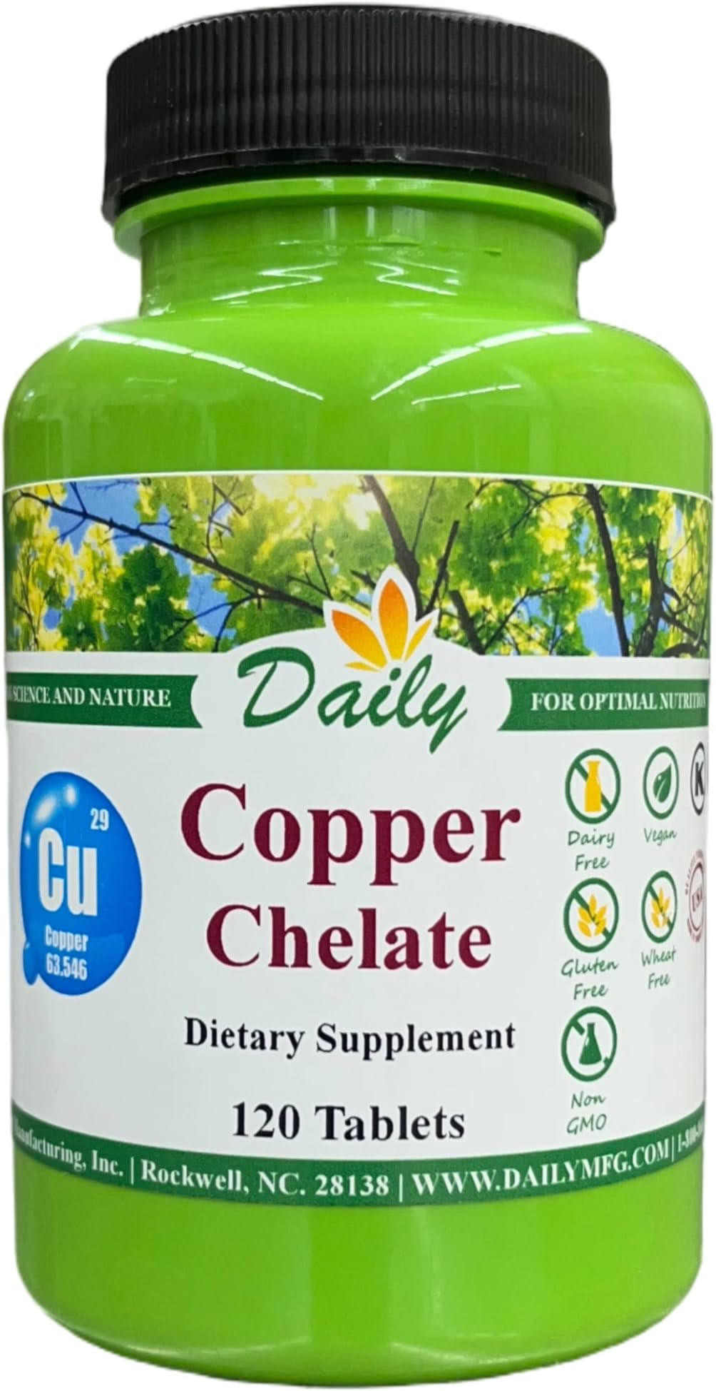 Daily Manufacturing Copper Amino Acid Chelate Tablet 120 Count