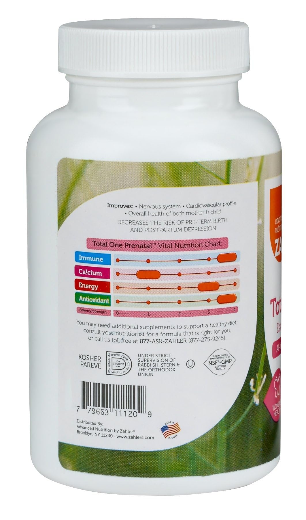 Zahler Total One Prenatal Vitamins for Women Capsules 90 Count