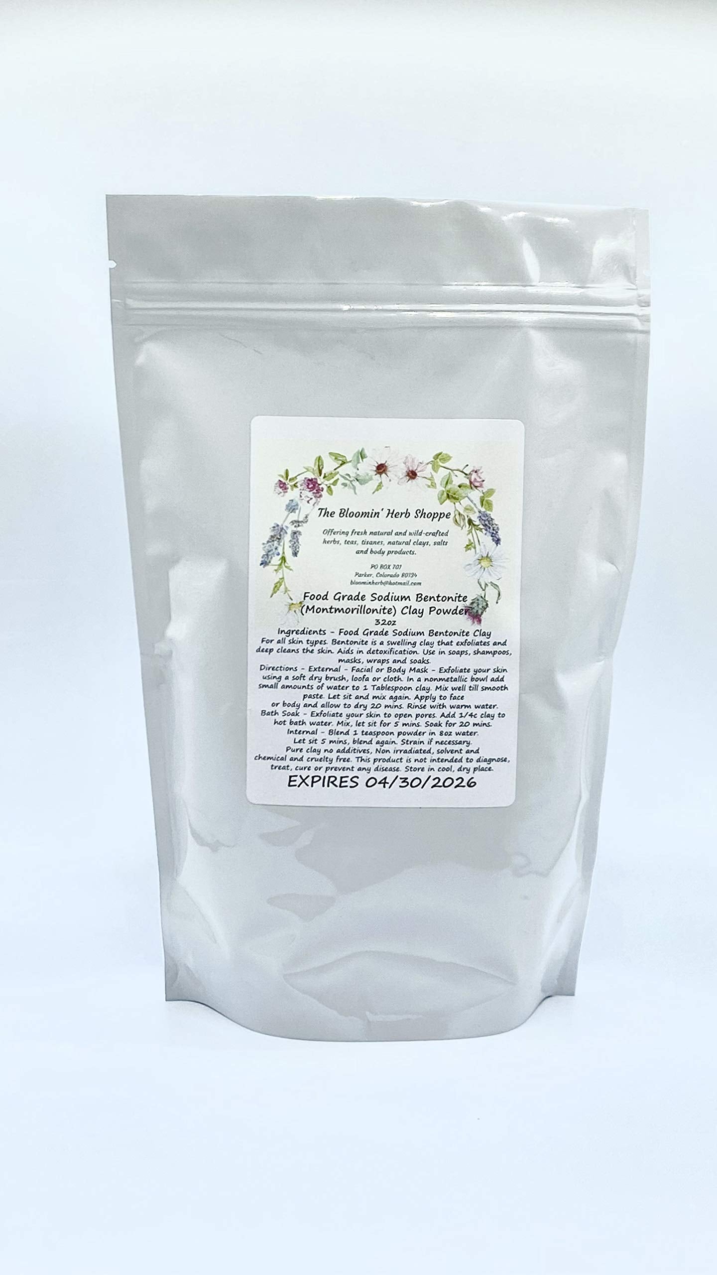 White Label Premium Herbs and Spices Sodium Bentonite Clay Food Grade Powder 32 oz
