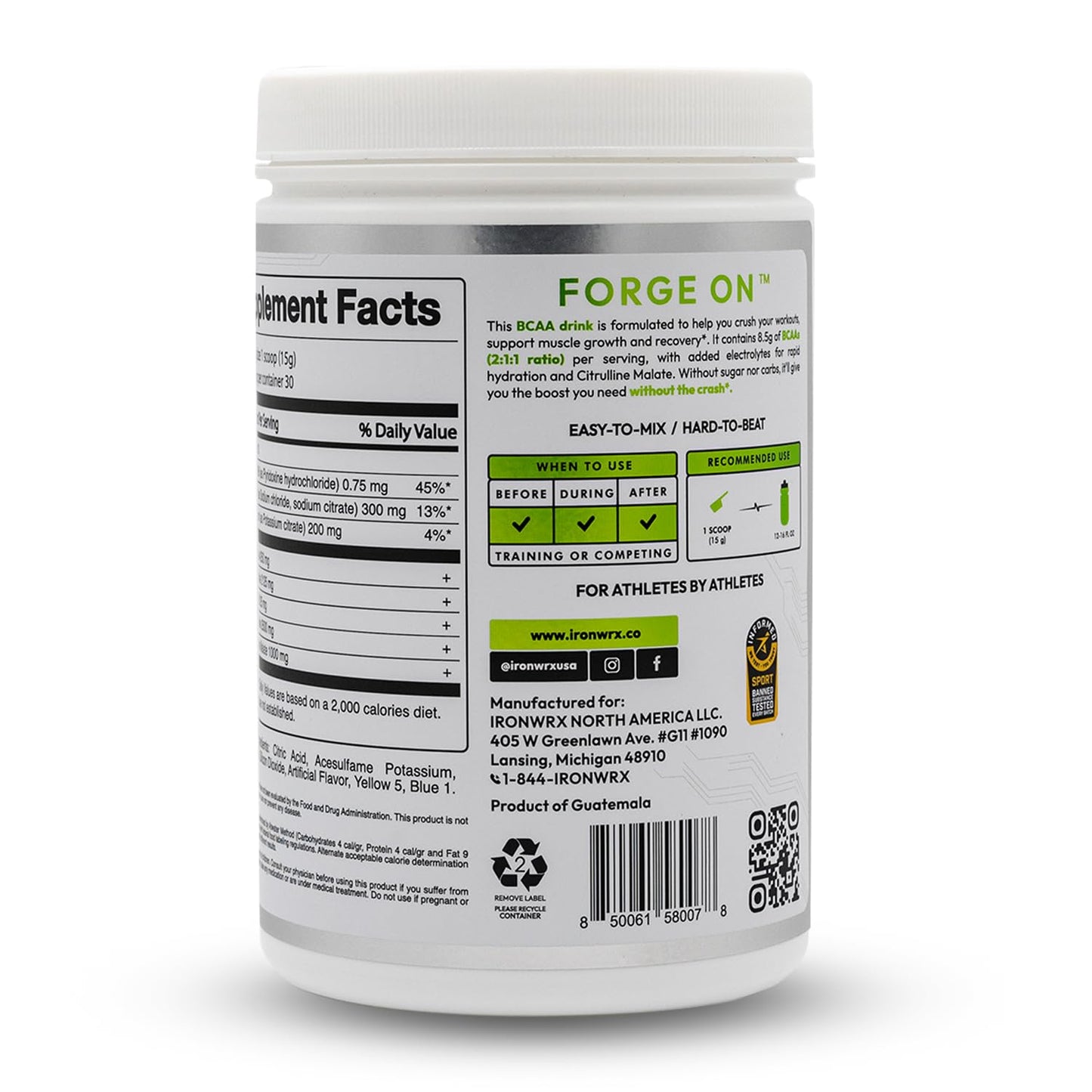 IRONWRX BCAA Powder 16 Servings