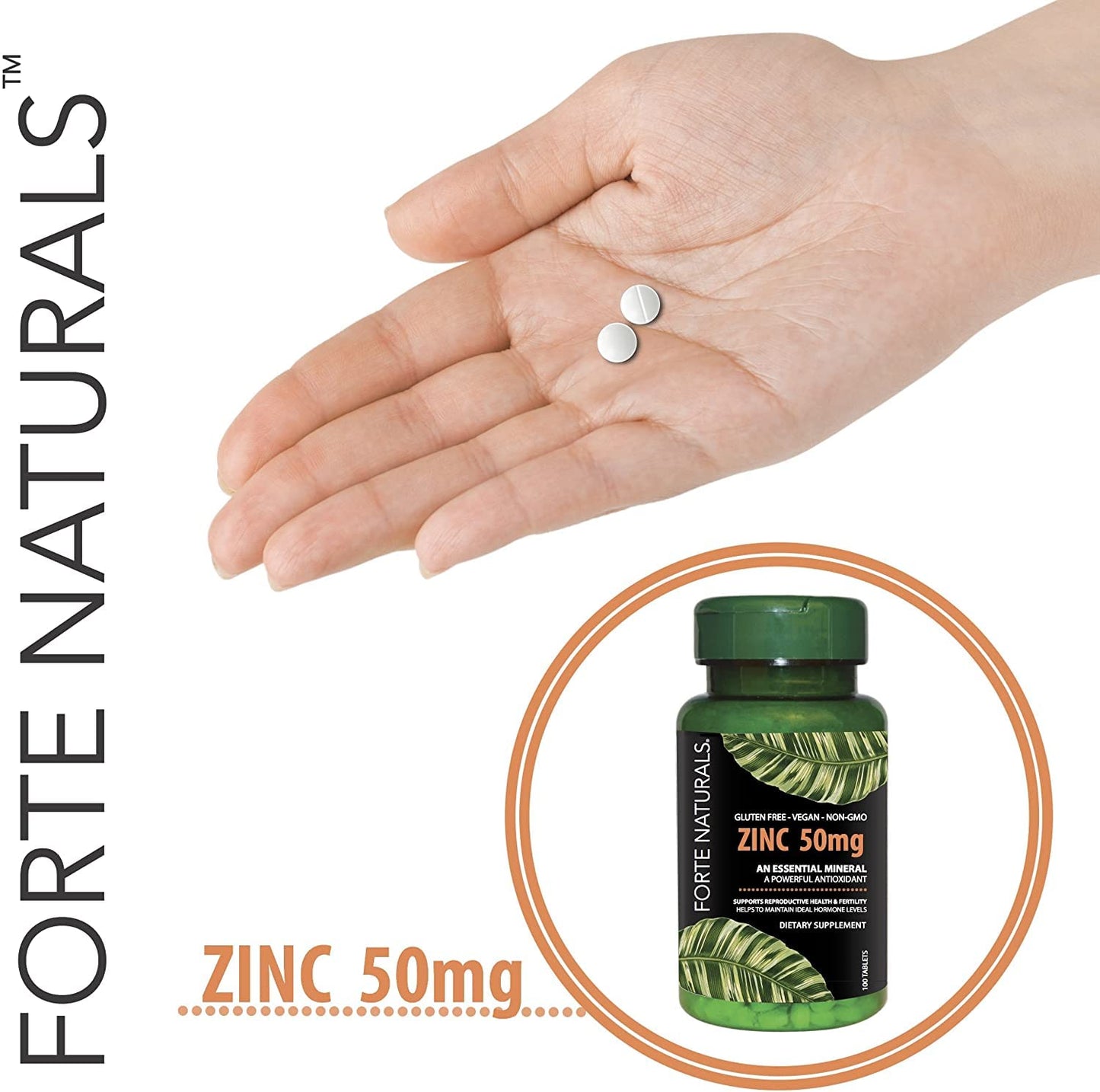 FORTE NATURALS Zinc 50mg Tablets, 60 Tablets