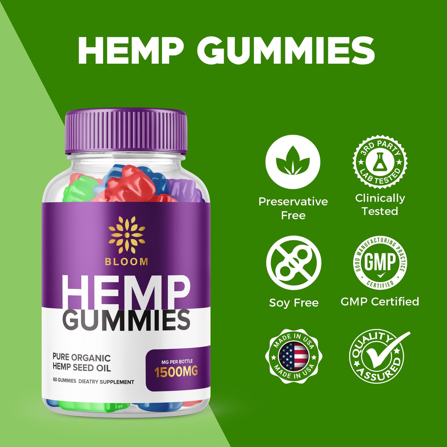 Purvia Bloom Hemp Gummies, 60 Gummies