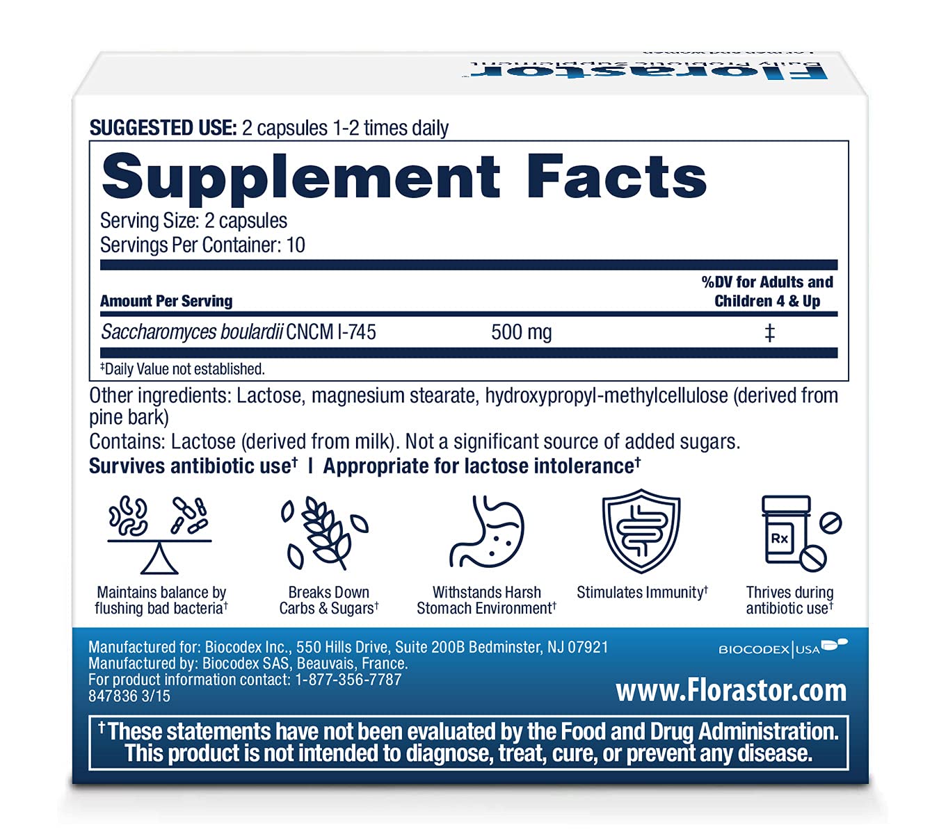 Florastor Probiotics for Digestive & Immune Health Capsule, 20 Capsules