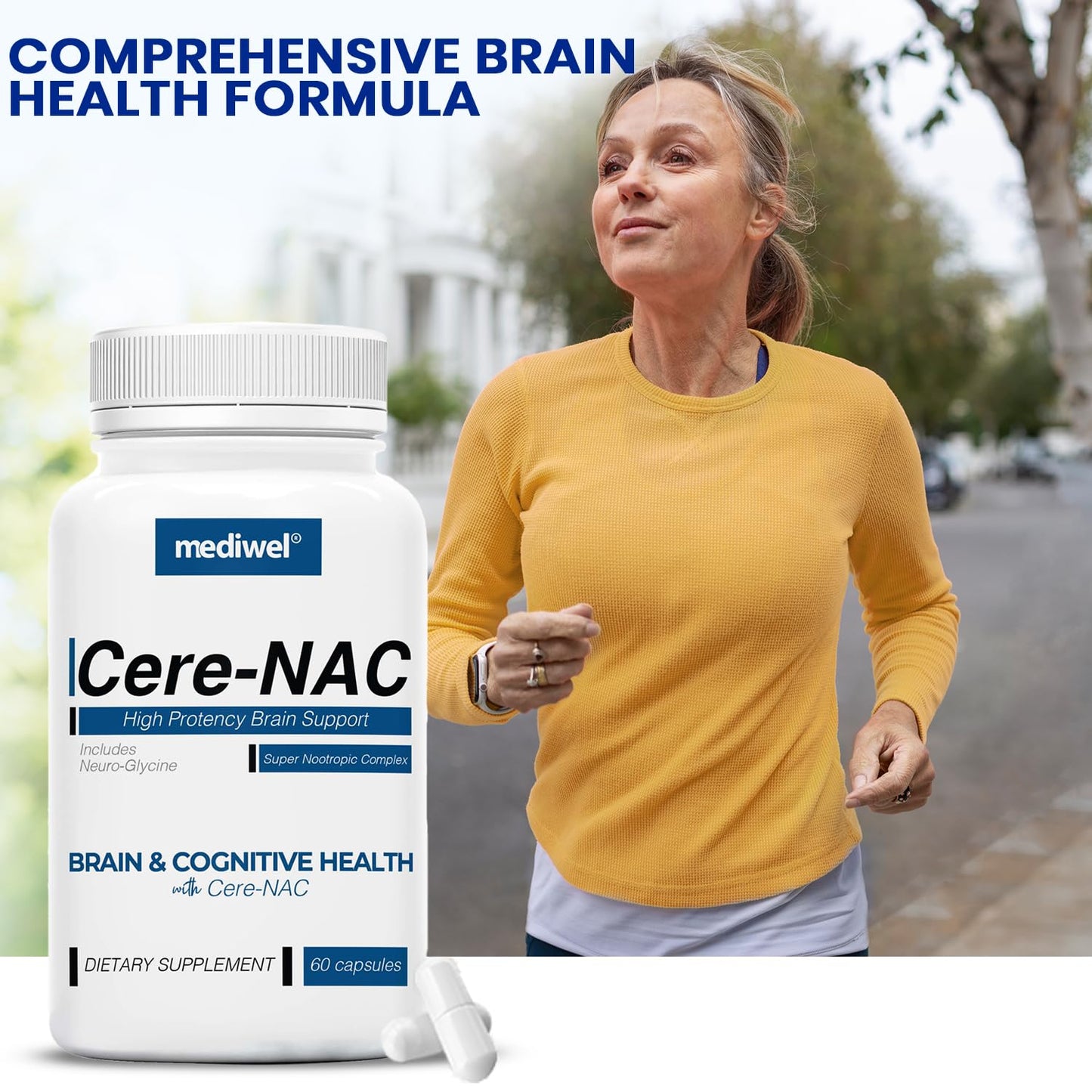 MEDIWEL Cere-NAC Advanced Brain Supplement Capsules, 60 Count