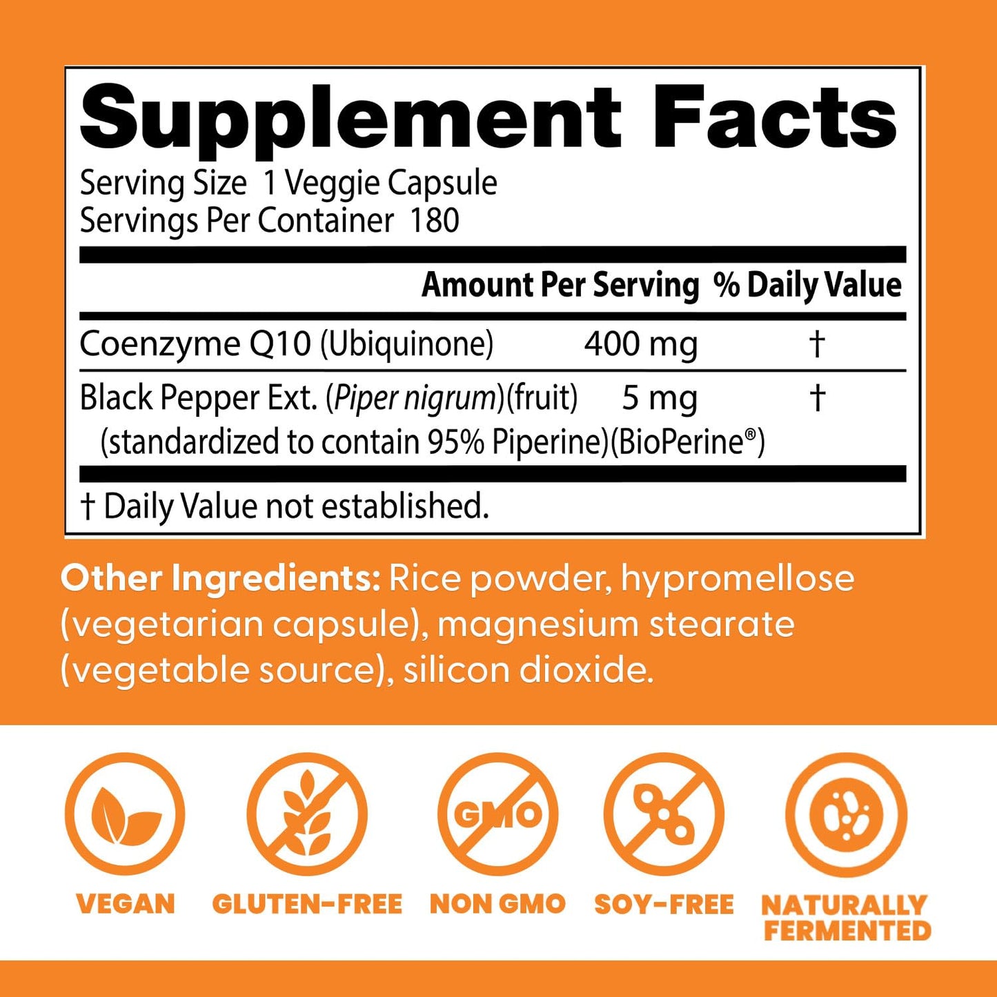 Doctor's Best High Absorption CoQ10 400mg with BioPerine for Heart Health & Antioxidant Support, Non-GMO, 180 Veg Capsules