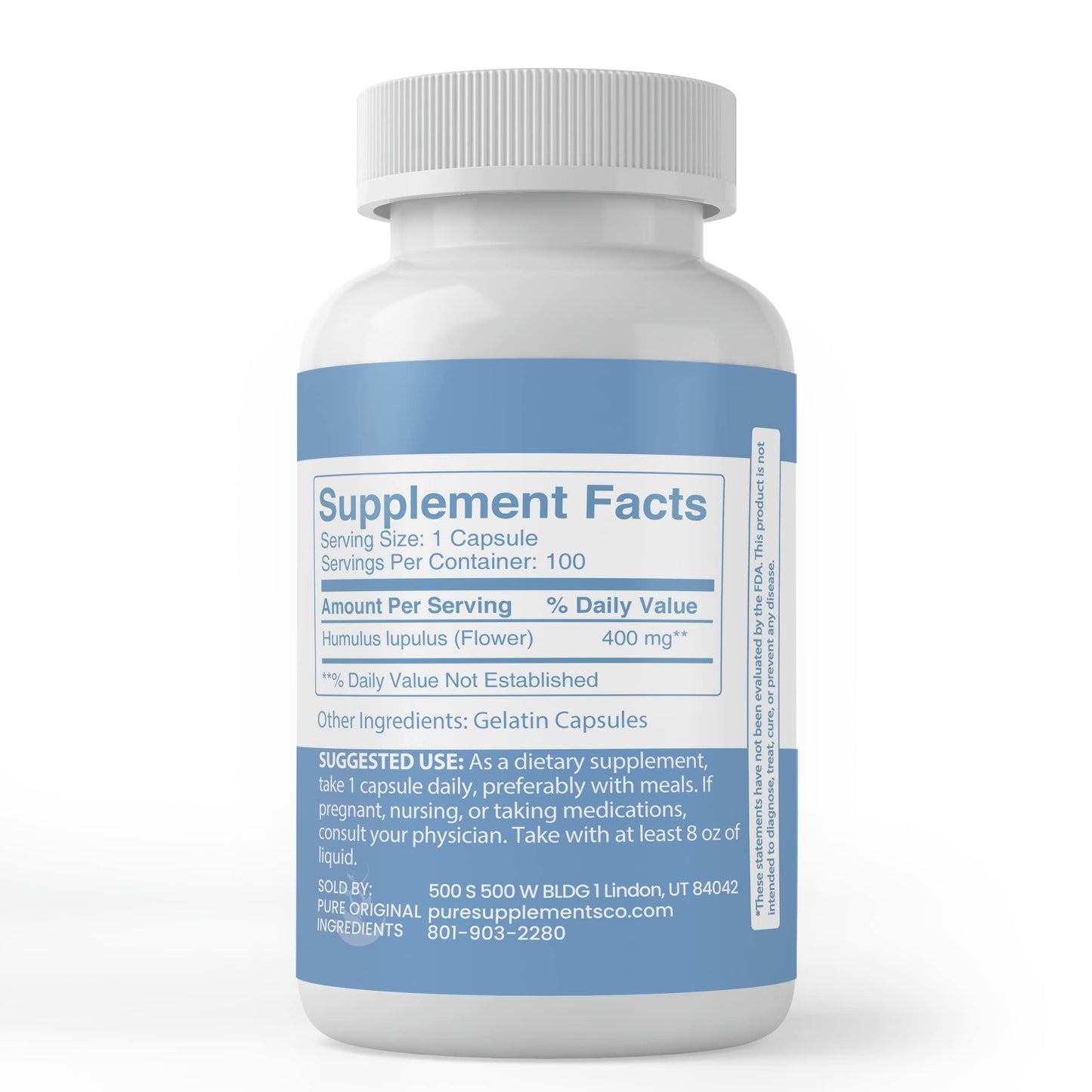 PURE ORIGINAL INGREDIENTS Hops Extract 200 Capsules