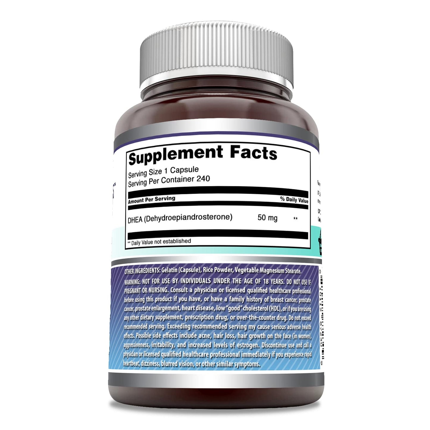 Amazing Nutrition DHEA 50 mg Dehydroepiandrosterone Capsule 240 Count