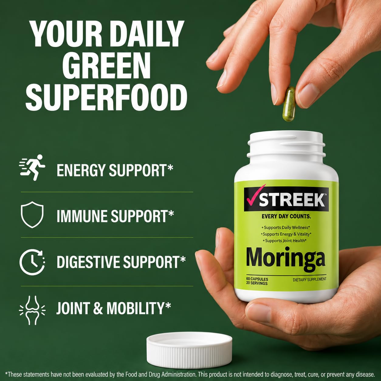 Streek Moringa Capsules, 60 Count
