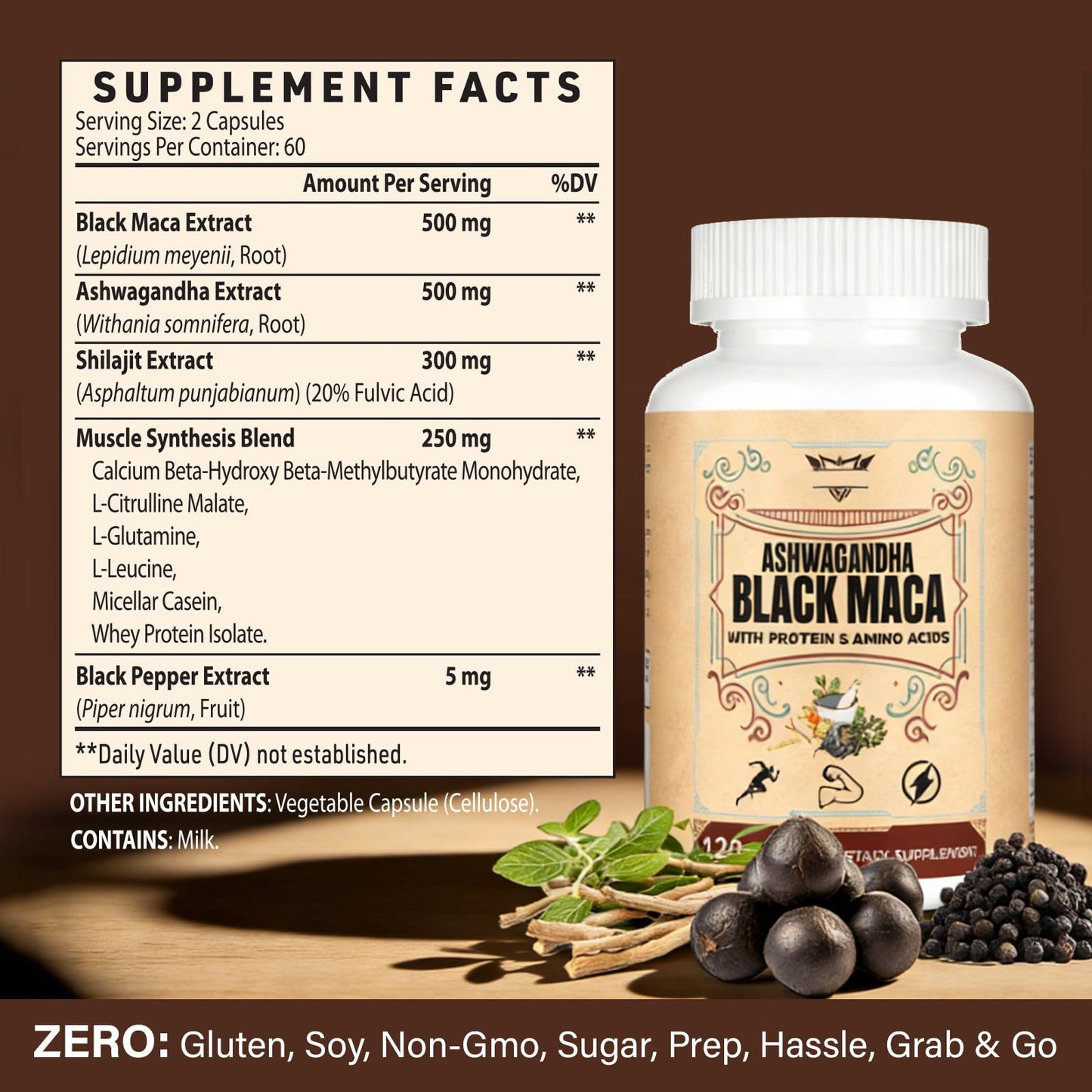 QIVERNAMY Maca Root for Women & Men with Ashwagandha & Black Maca Libido Booster, 840 Capsules