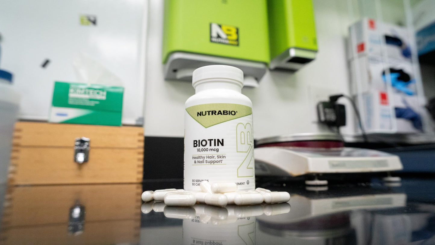 NutraBio Biotin 10000mcg Vegetable Capsules, 90 Count