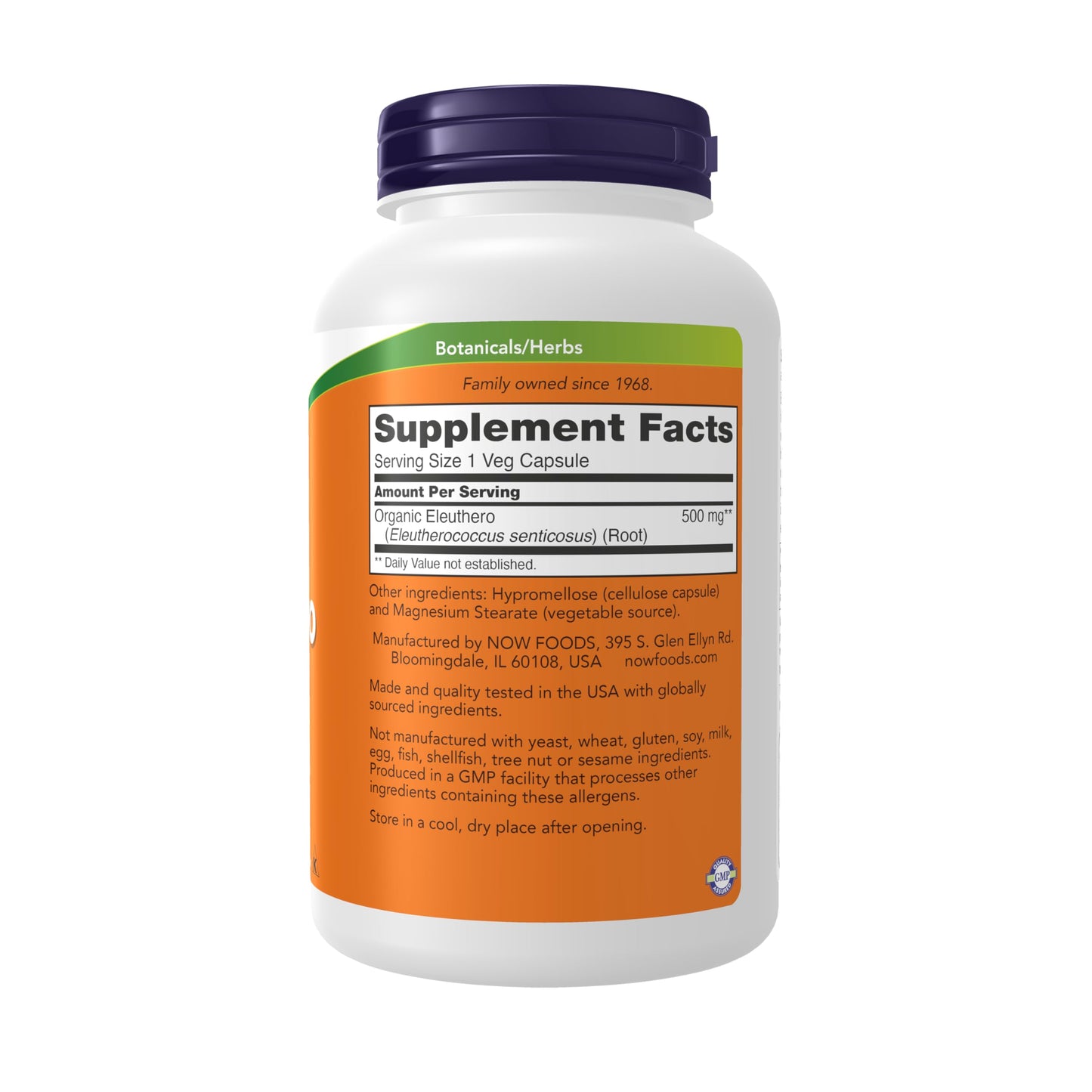 NOW Foods Eleuthero 500 mg Veg Capsules, 250 Count