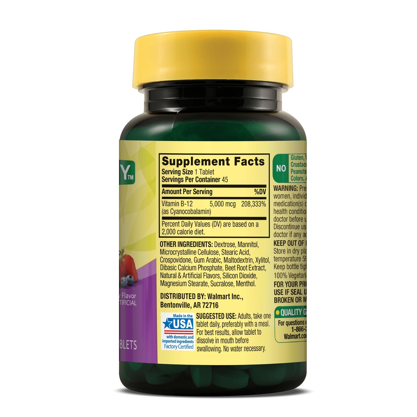 Fusion Shop Store B12 5000mcg Extra Strength Fast Dissolve Mixed Berry Tablets, 45 Count