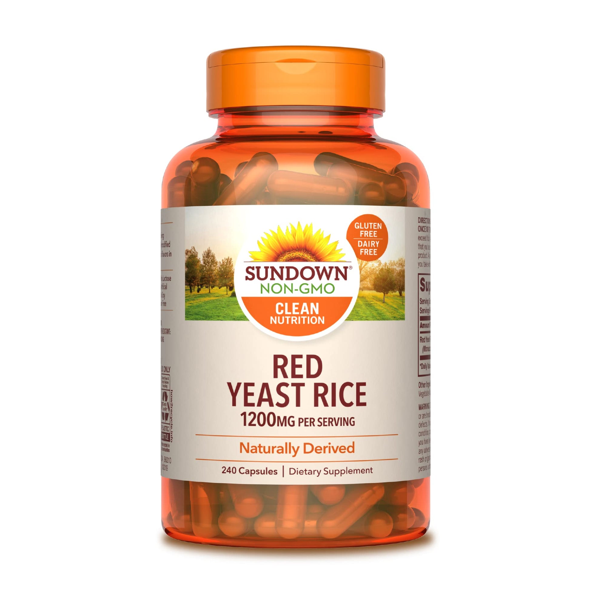 Sundown Red Yeast Rice 1200 mg Capsules, 240 Count