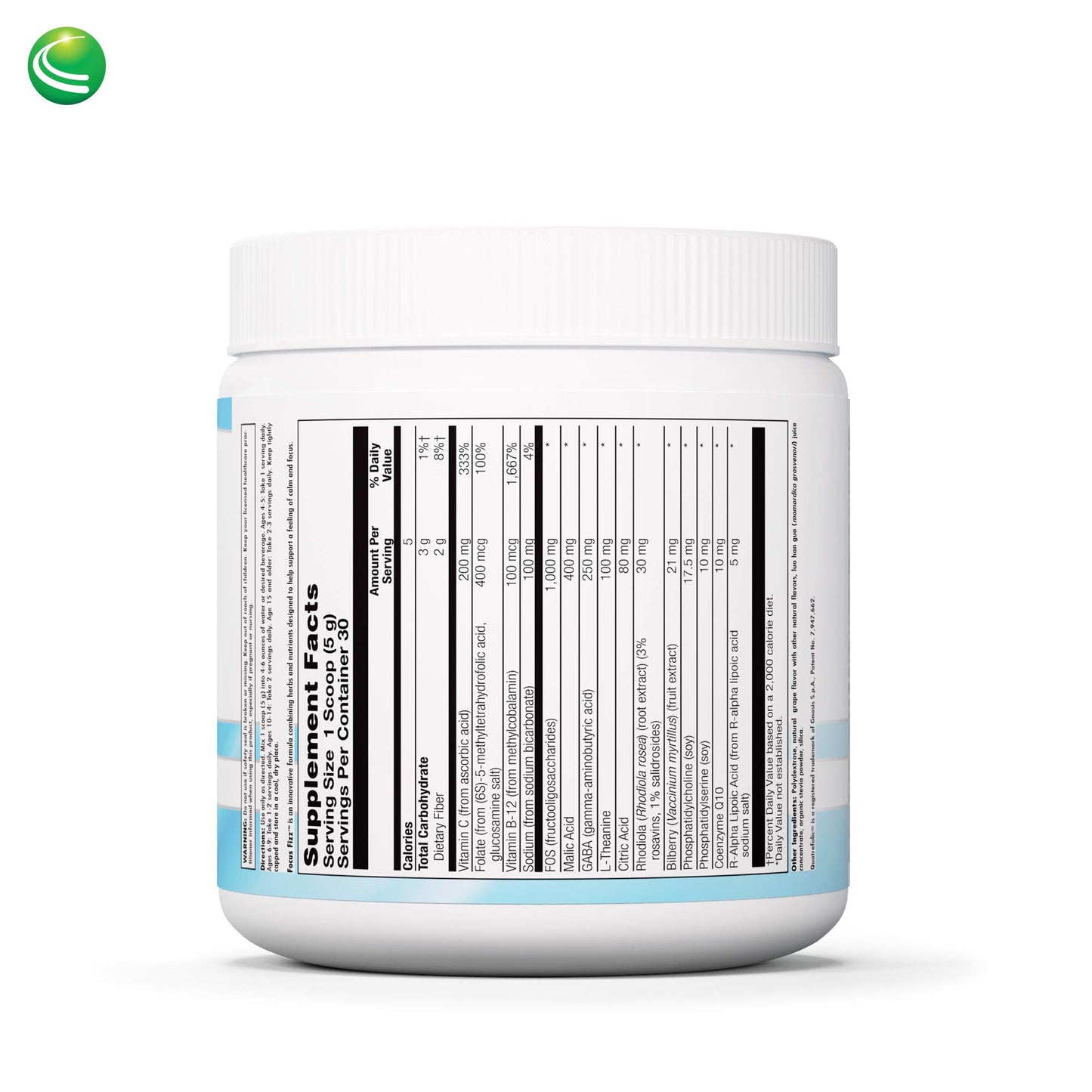 Nutra BioGenesis Focus Fizz GABA L-Theanine Powder for Women and Men, 250 mg GABA per Serving, 16.5435