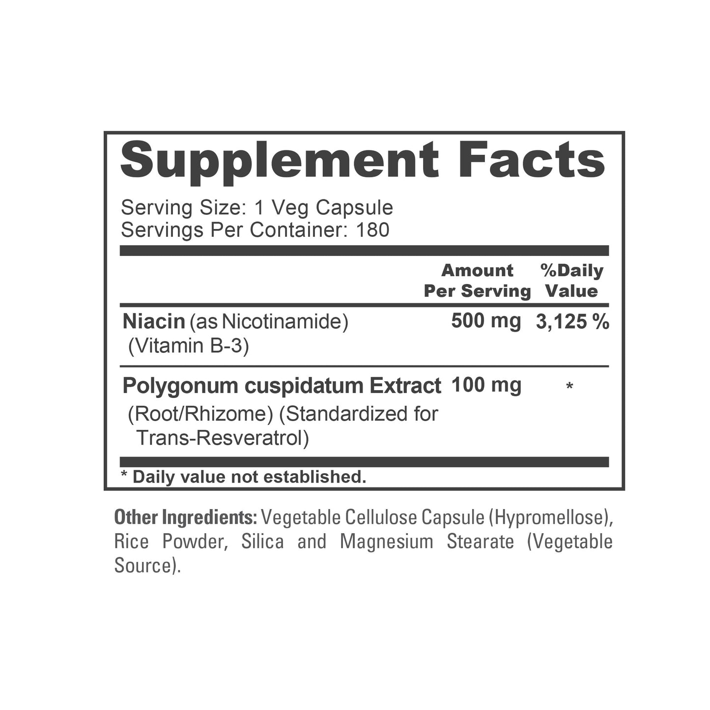 NusaPure Nicotinamide & Vitamin B-3 500mg Capsule, 180 Count