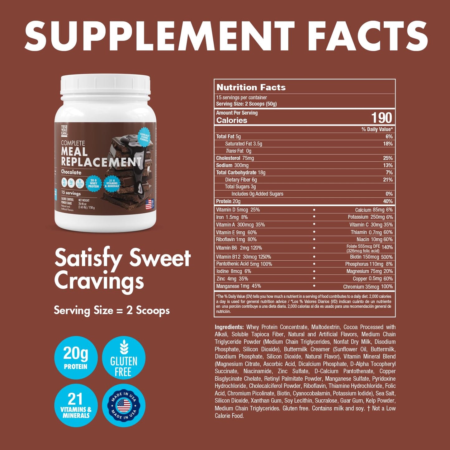 Yes You Can! Meal Replacement Shake Powder 15 Servings