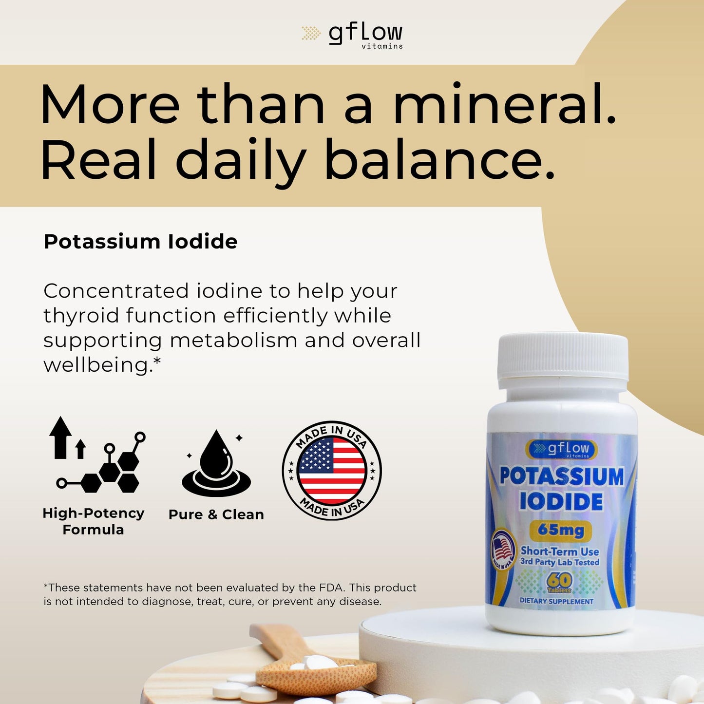 Gflow Vitamins Potassium Iodide 65 mg Tablet, 60 Tablets