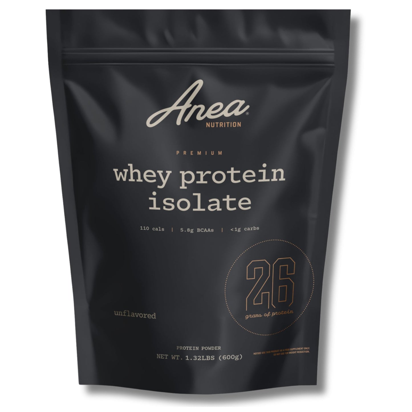 Anea Nutrition Whey Protein Isolate Powder - Unflavored, 1.32 Pound