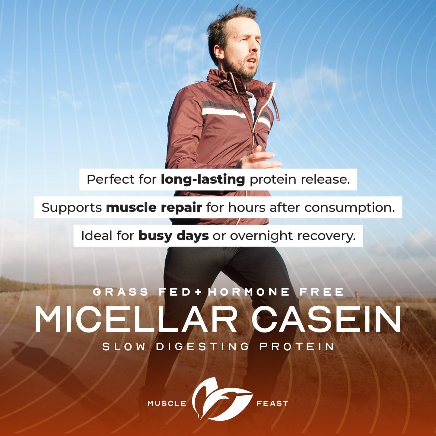 Muscle Feast Grass Fed Micellar Casein Protein Powder, Unflavored (4lb), 64 Servings