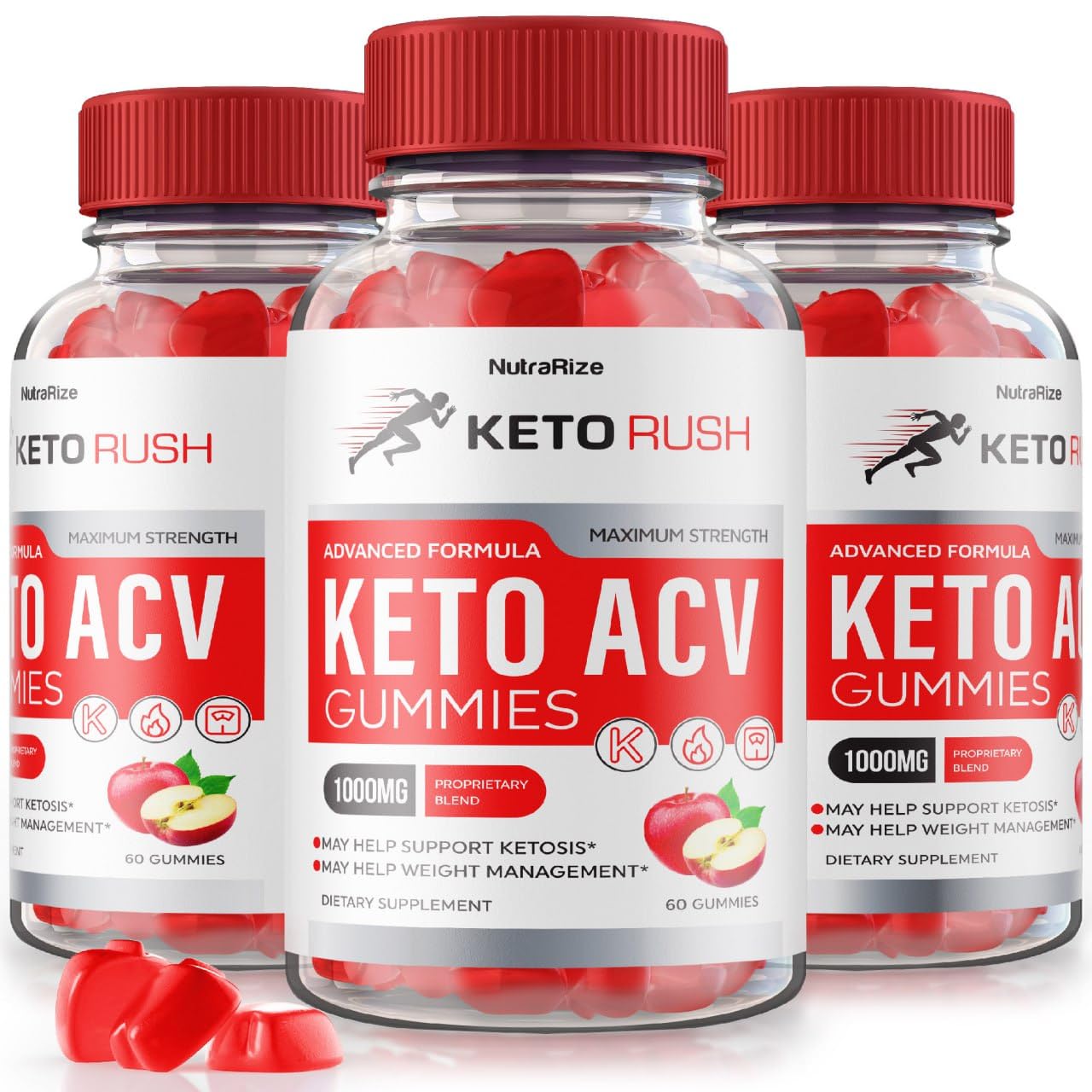 NutraRize Keto Rush Keto ACV Gummies for Weight Loss Support, Maximum Strength, 180 Gummies