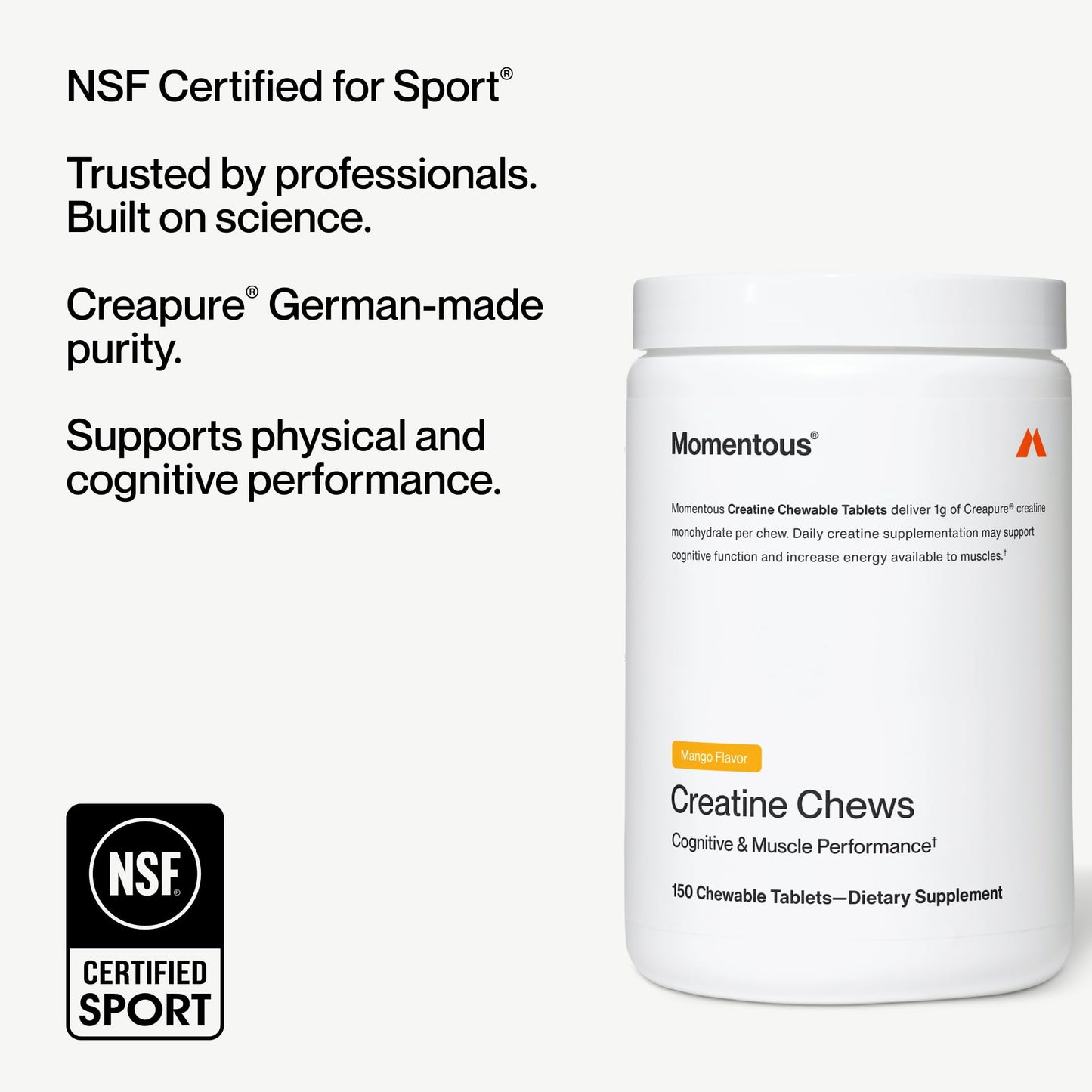 Momentous Creatine Chews - Creatine Monohydrate, 150 Tablets