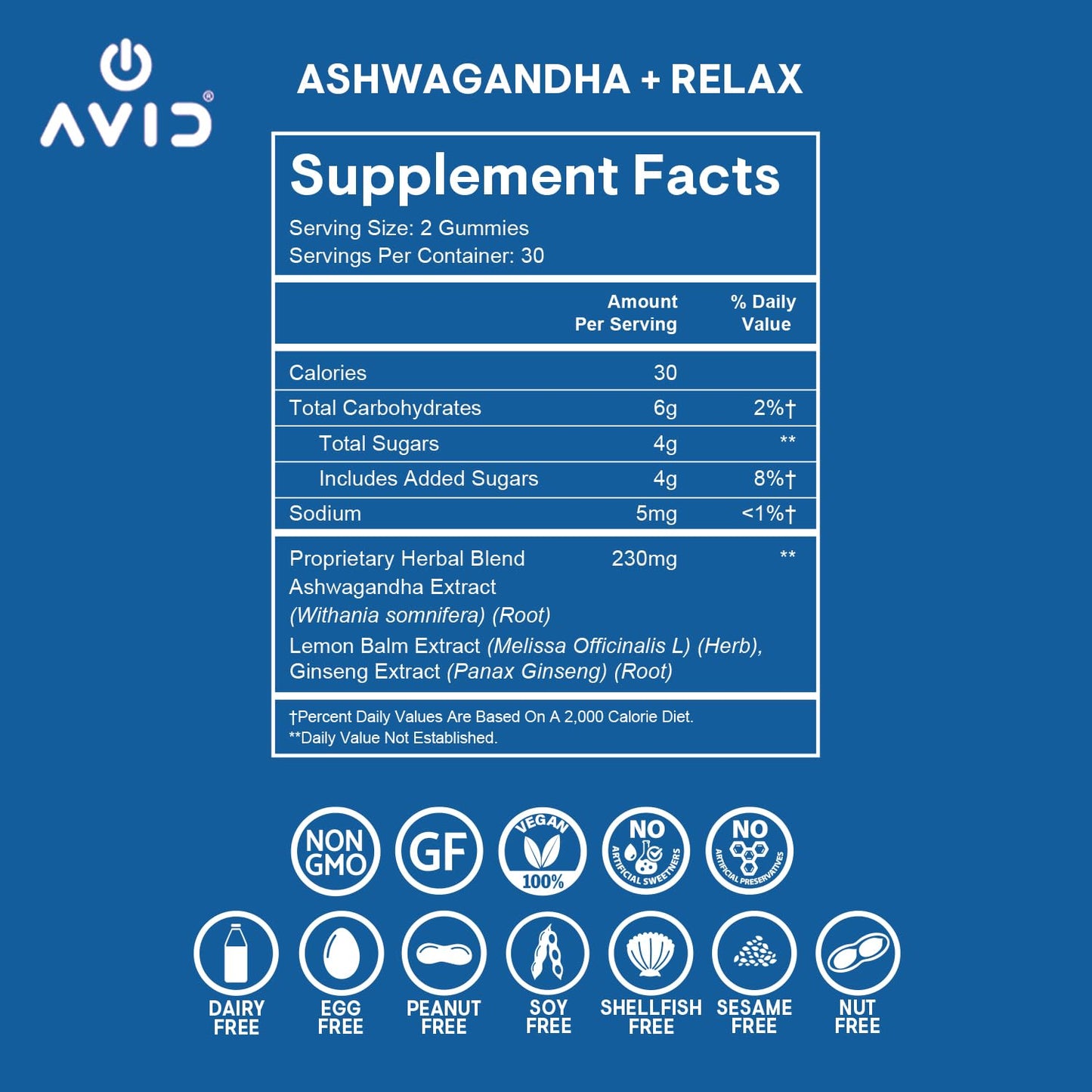 Avid Ashwagandha + Relax Gummies 60 Count