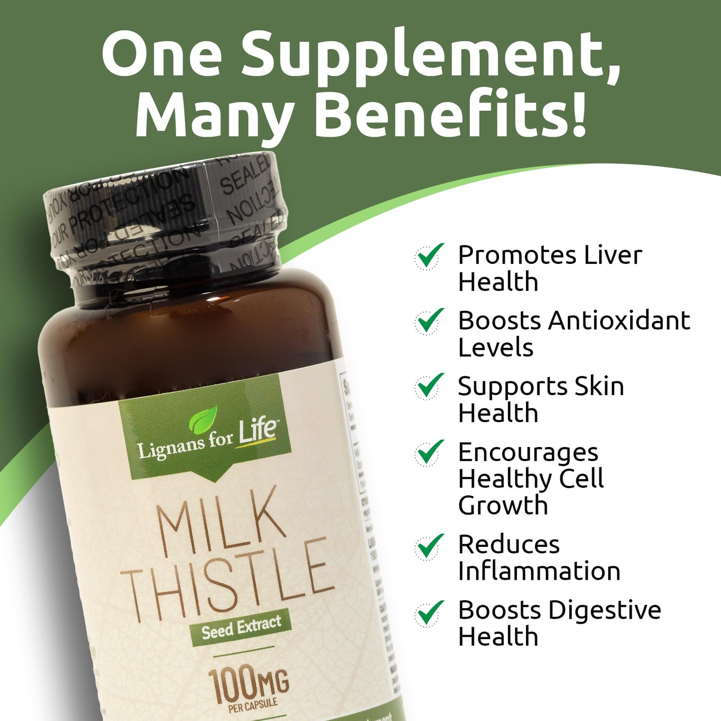 Lignans For Life Milk Thistle Seed Extract Herbal Supplement for Dogs Capsules, 60 Count