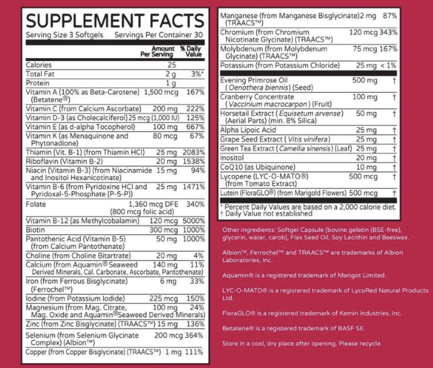 Thrivetality Nutriscience ONE Woman Bio-Optimized Multi-Nutrient Softgel, 90 Count
