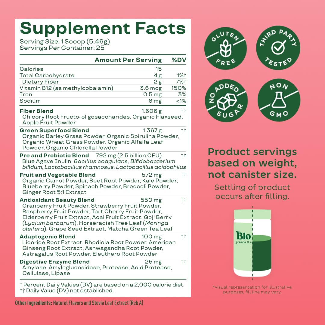 Bloom Nutrition Superfood Greens Powder Watermelon 25 Servings