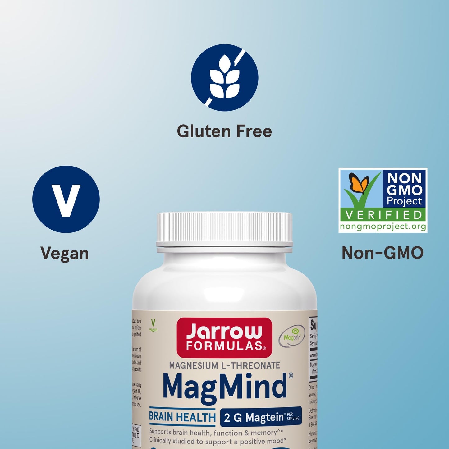 Jarrow Formulas Magnesium L-Threonate MagMind Magtein Magnesium Supplement 1080 Capsules