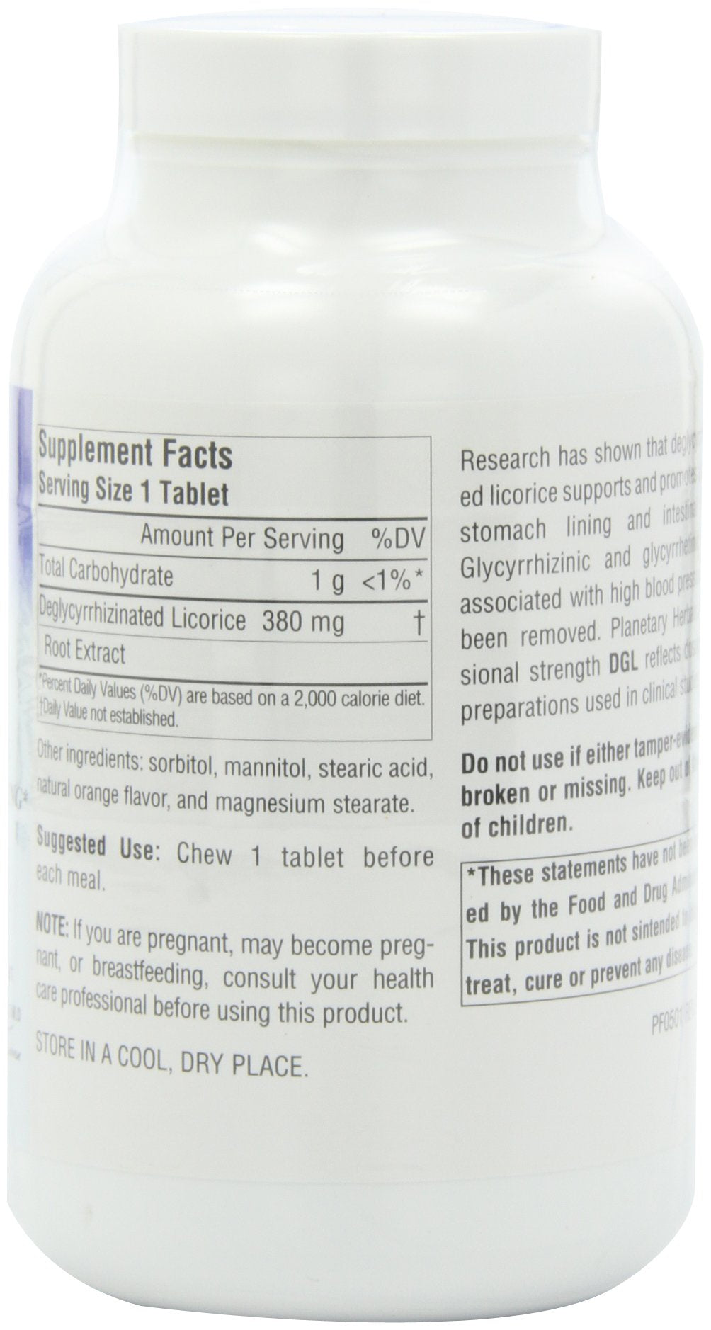 Planetary Formulas DGL Tablets 400 Tablets