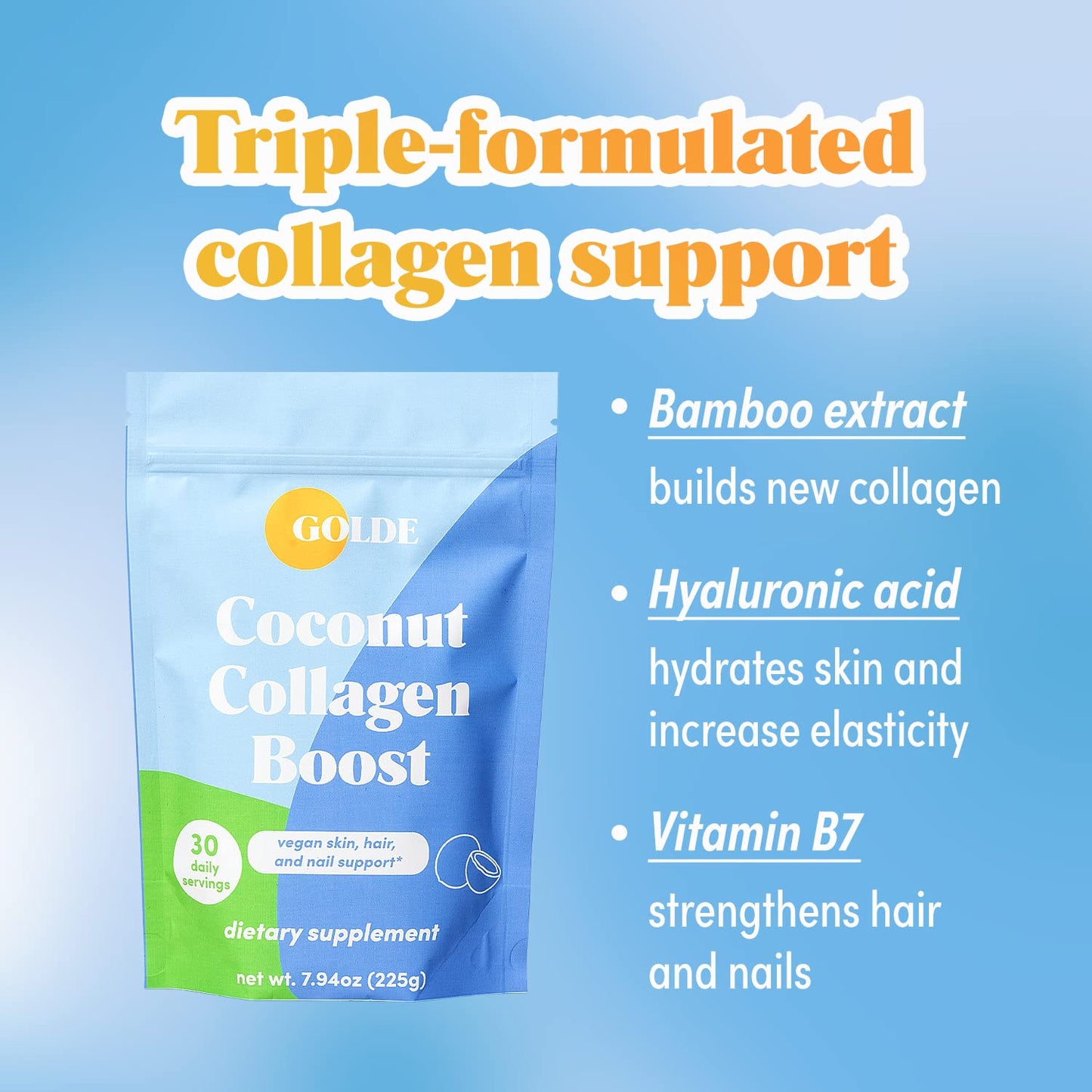 GOLDE Collagen Boost Vegan Creamer Vanilla Cream Powder 3.97 Ounce
