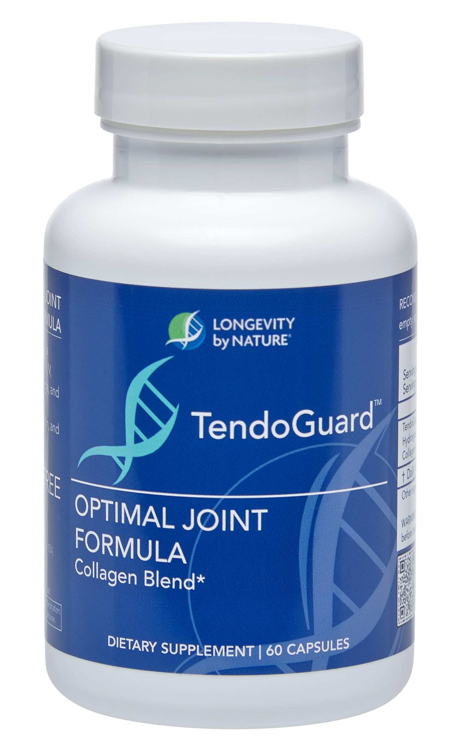 Longevity by Nature TendoGuard Joint Support Supplement with Collagen Peptides, Hyaluronic Acid, Tendon and Ligament, 60 Capsules