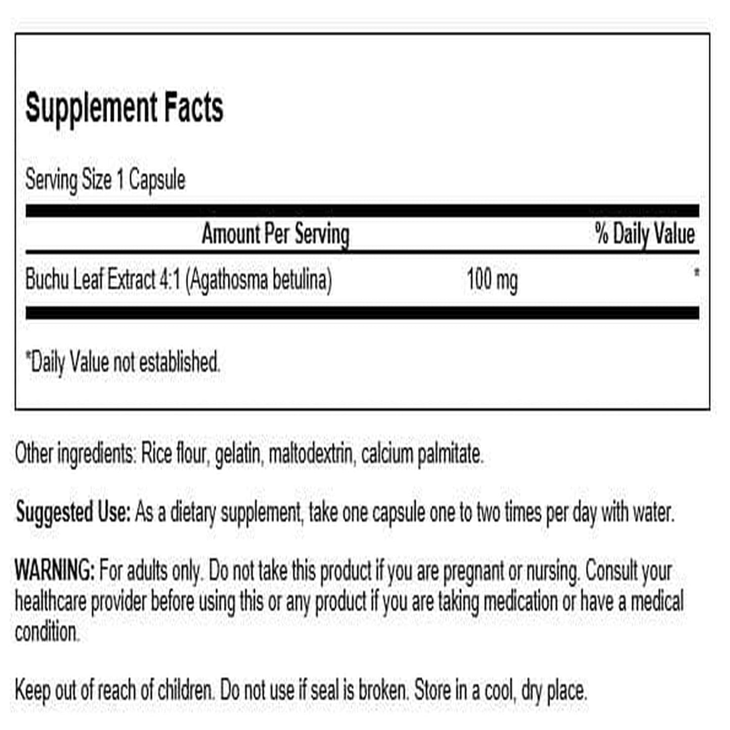 Swanson Buchu Leaf 4:1 Extract Capsules, 60 Count
