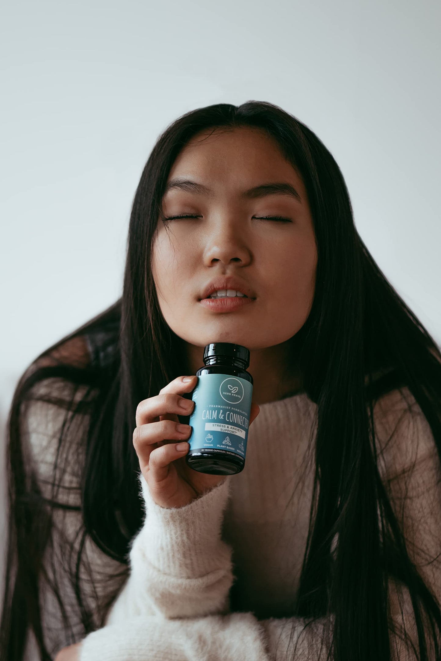 Herb Krave Calm & Connected Stress Support & Ayurvedic Nootropic for Natural Calm, Focus, Clarity and Energy, Cortisol Manager with Ginkgo Biloba, Ashwagandha, Rhodiola, Lemon Balm 60 Capsules