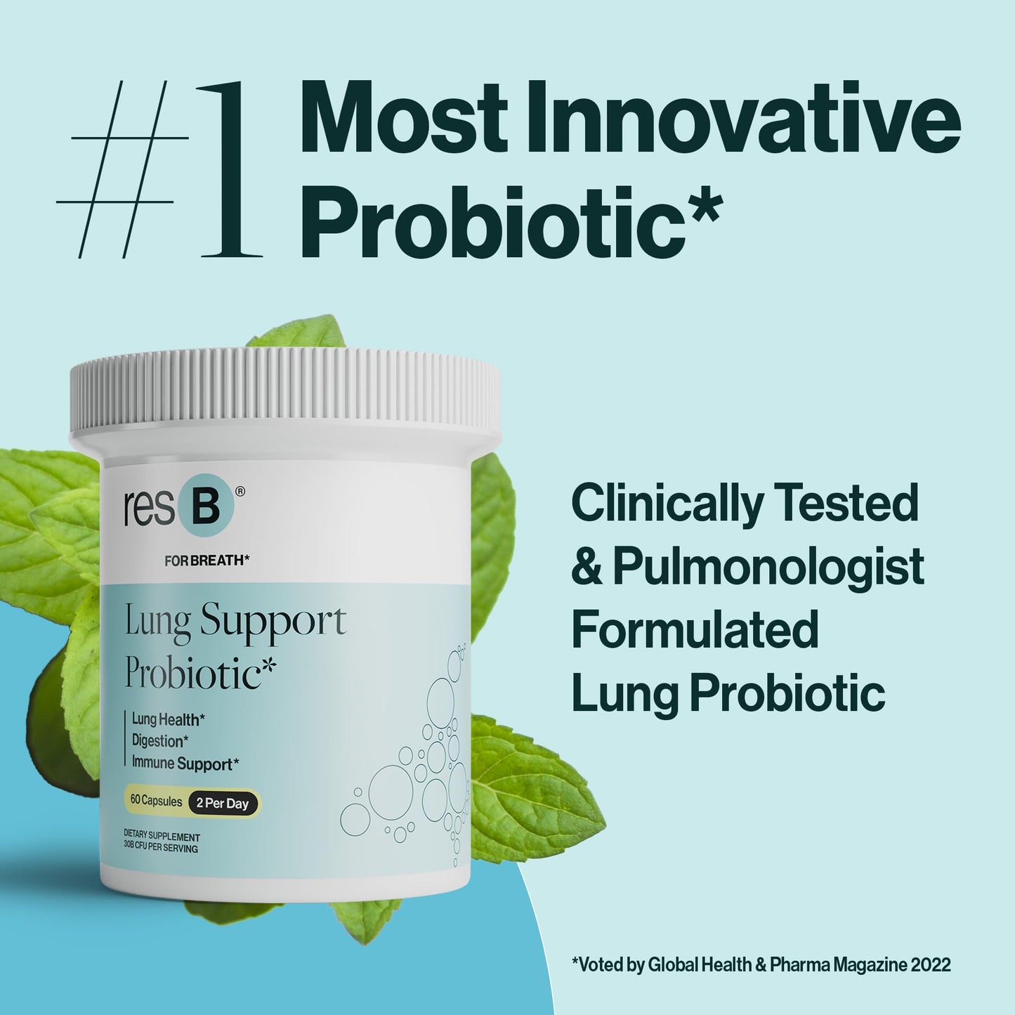 ResBiotic ResB Lung Support Probiotic Supplement Capsules, 60 per bottle