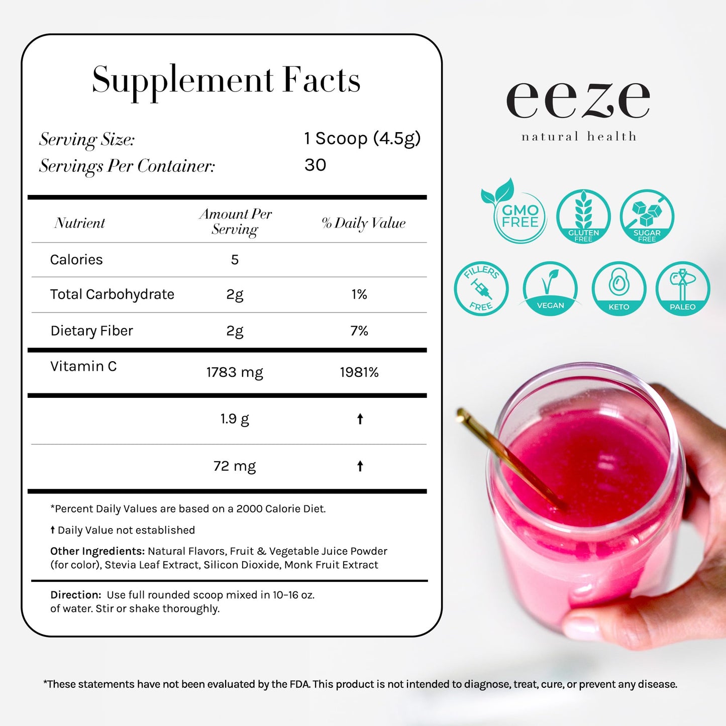 eeze Natural Health Daily-eeze Prebiotic Fiber Powder - Inulin Fiber with Elderberry 4.8 oz