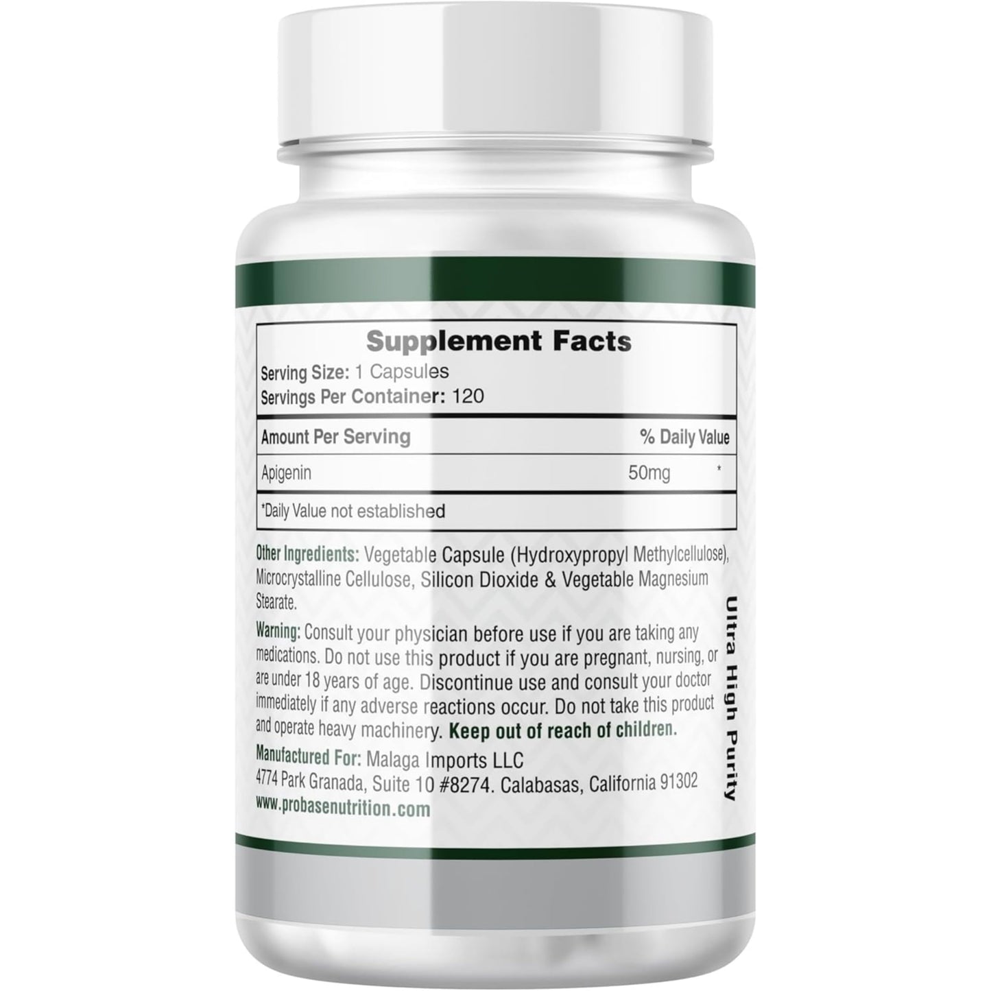 Probase Nutrition Ultimate Apigenin Capsules 50mg, 120 Count