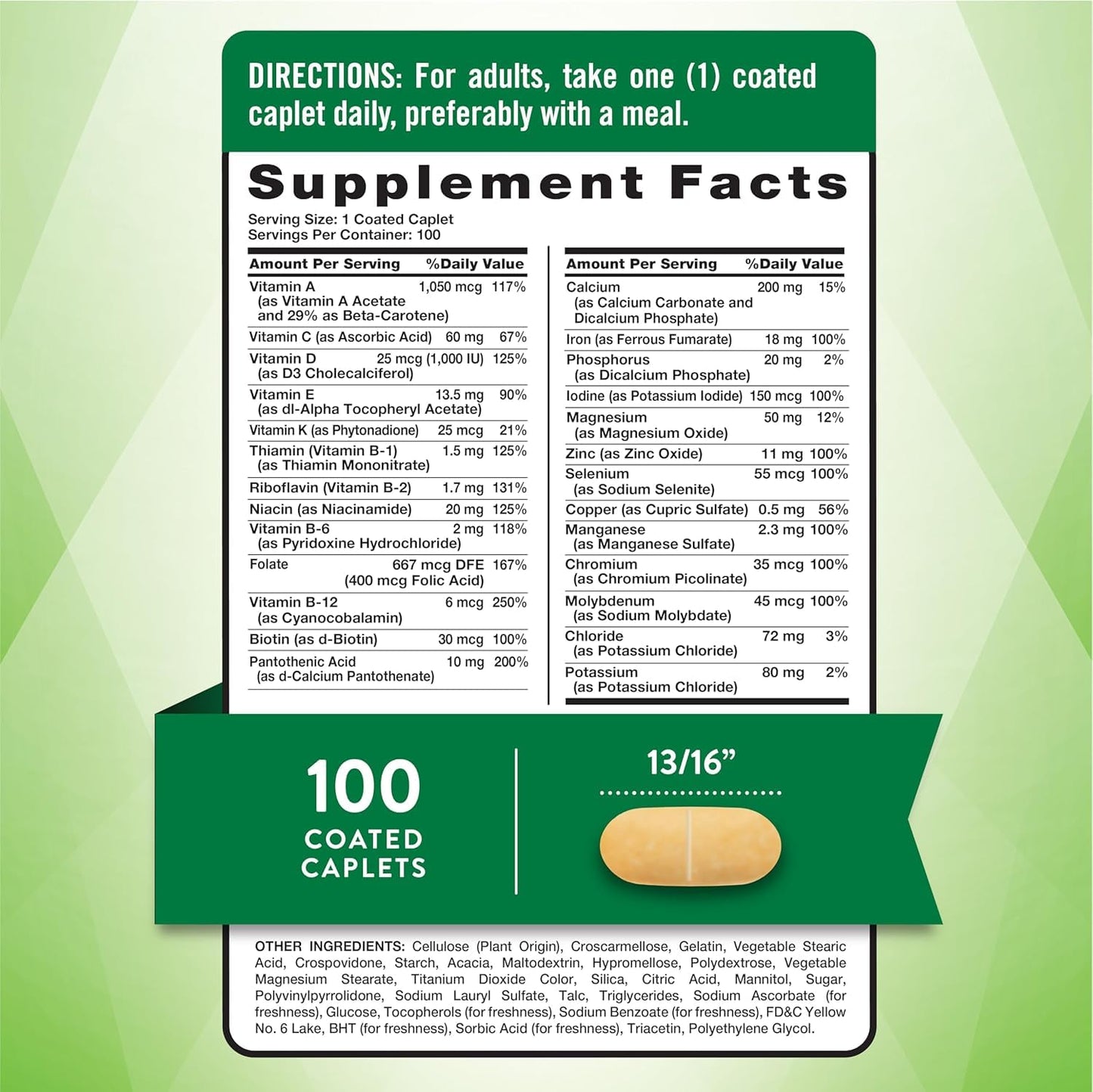 Nature's Truth ABC Complete Vitamins + Minerals Multivitamin Mineral Supplement 200 Caplets